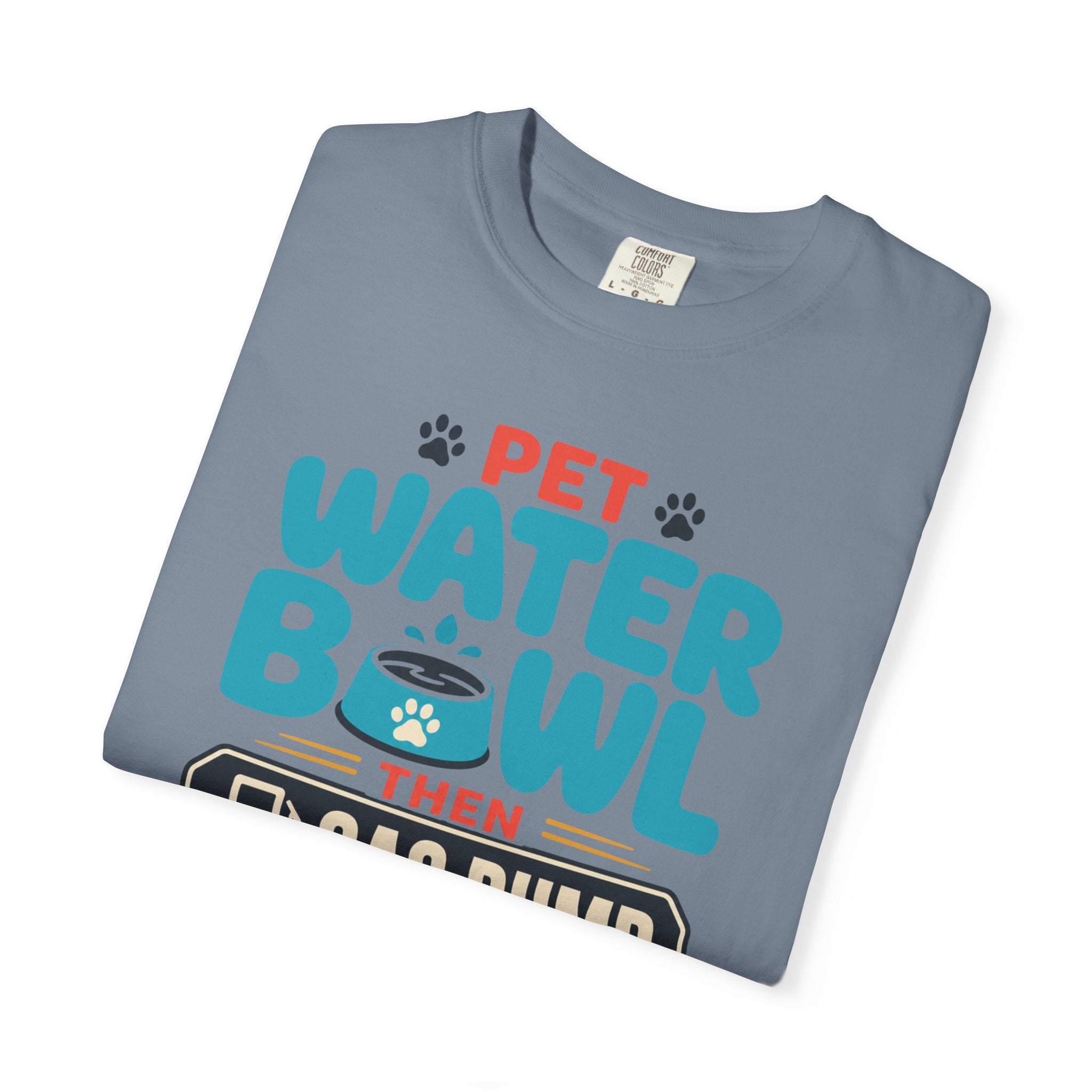 Pet Water Bowl Then Gas Pump - T-Shirt