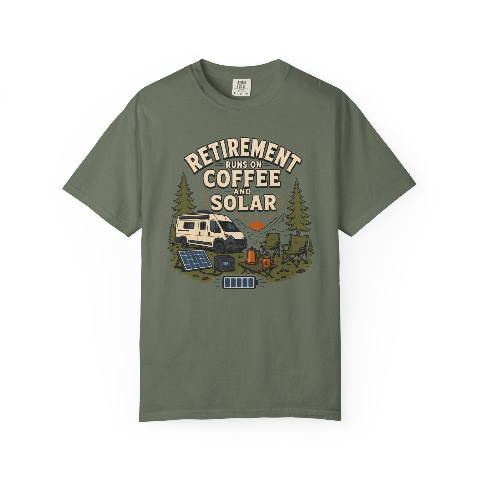 Retirement Runs On Coffee And Solar - T-Shirt