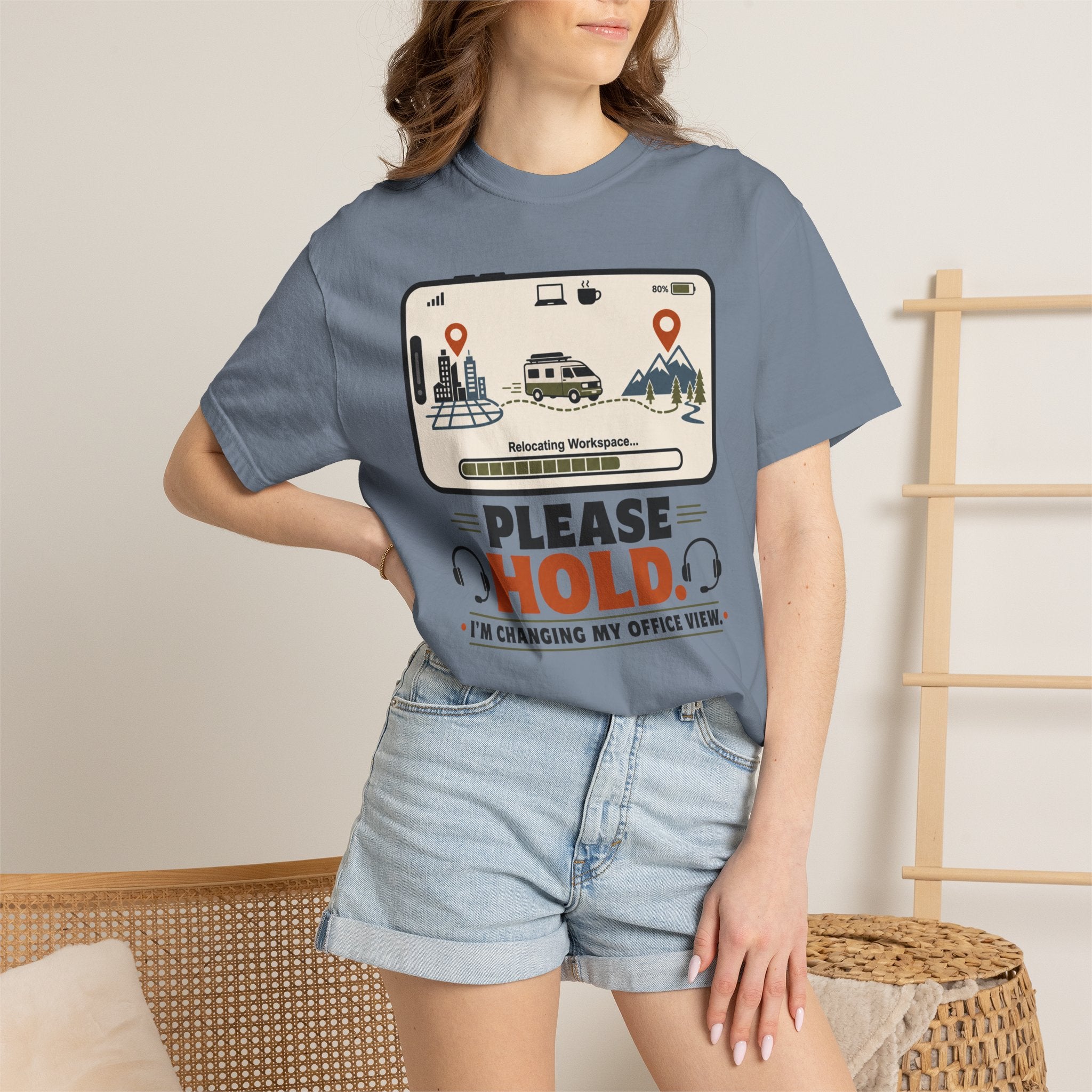 Please Hold I M Changing My Office View - T-Shirt