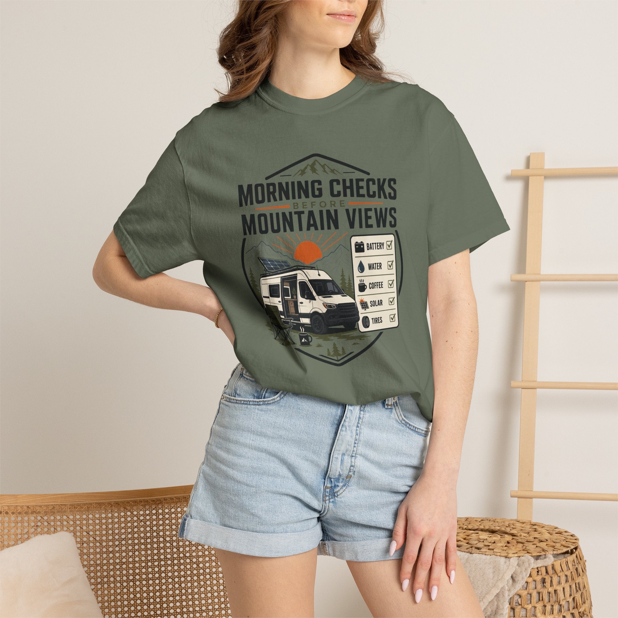 Morning Checks Before Mountain Views - T-Shirt