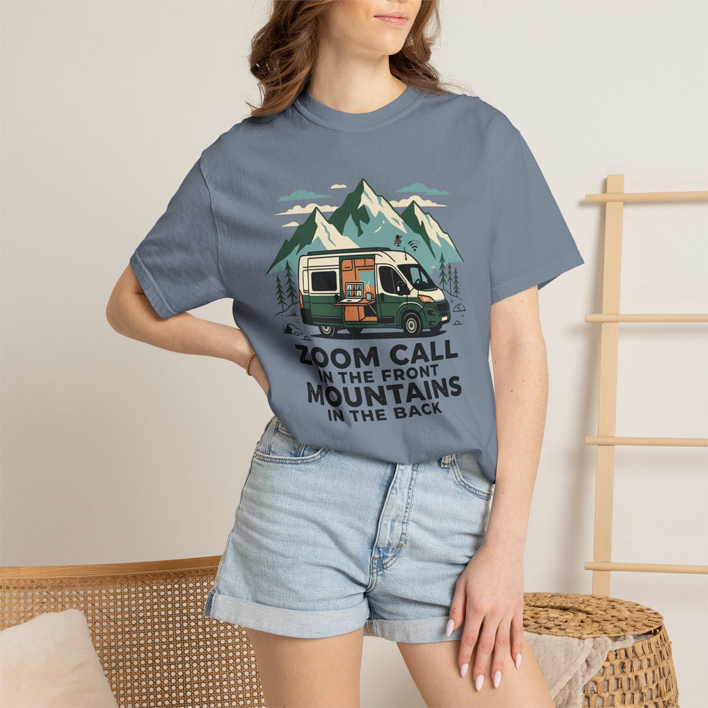 Zoom Call In The Front Mountains In The Back - T-Shirt
