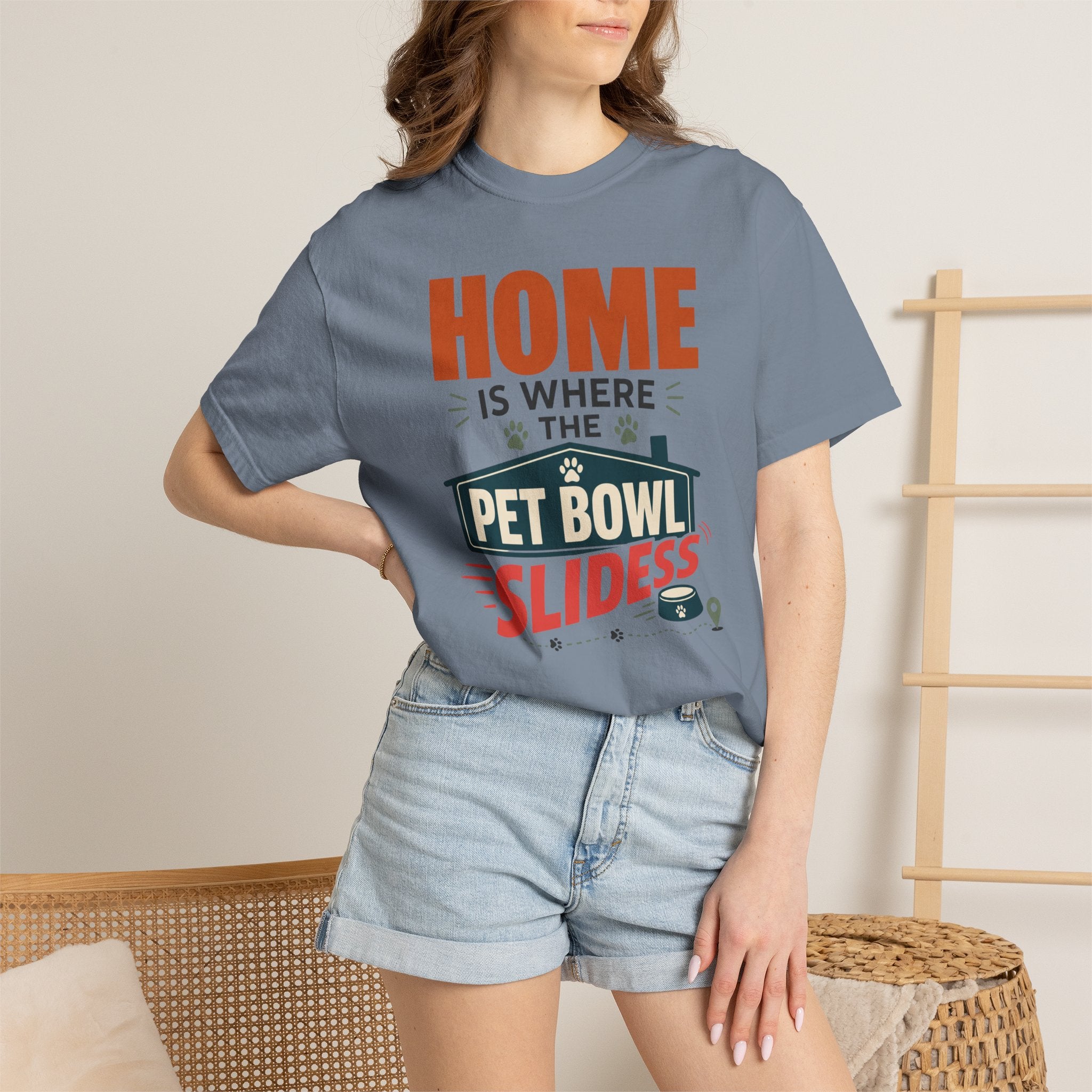 Home Is Where The Pet Bowl Slides - T-Shirt