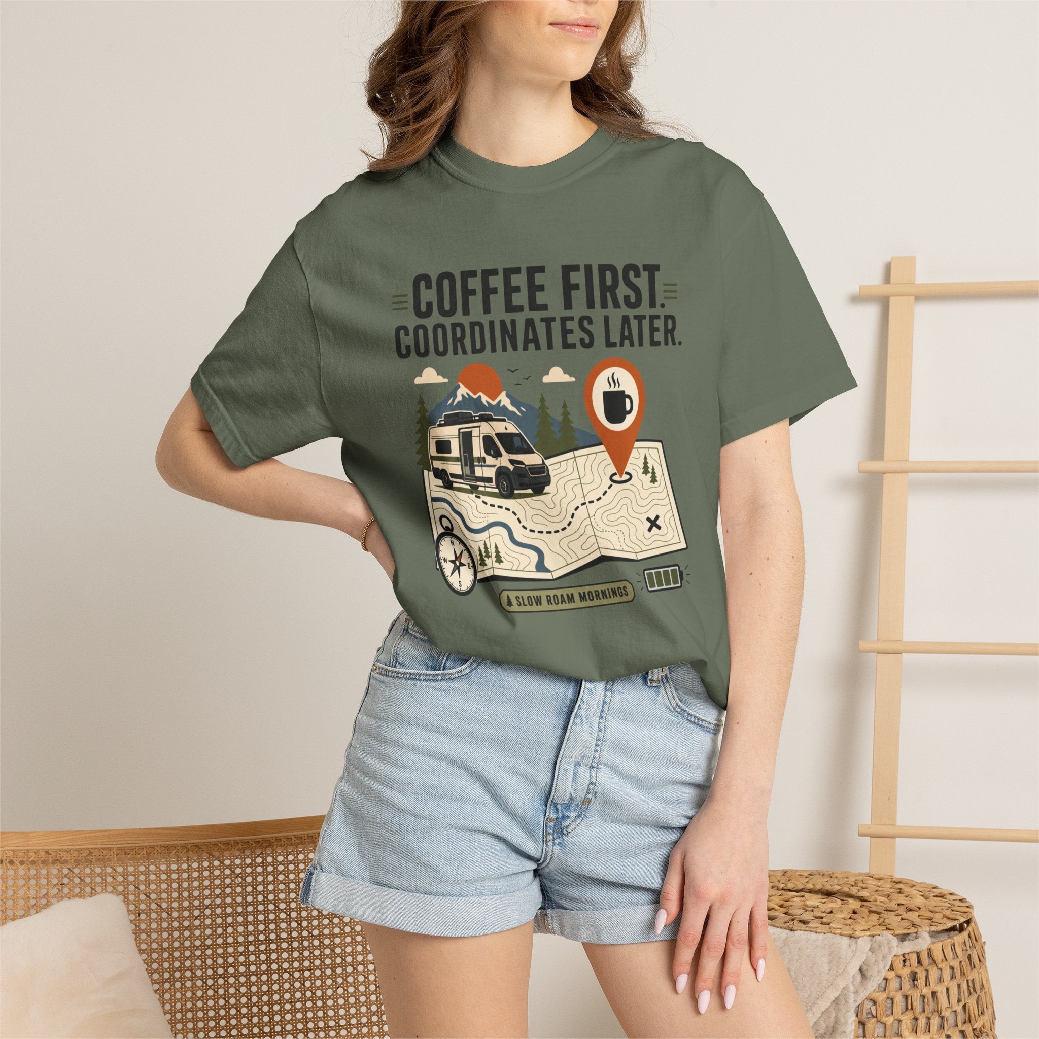 Coffee First Coordinates Later - T-Shirt