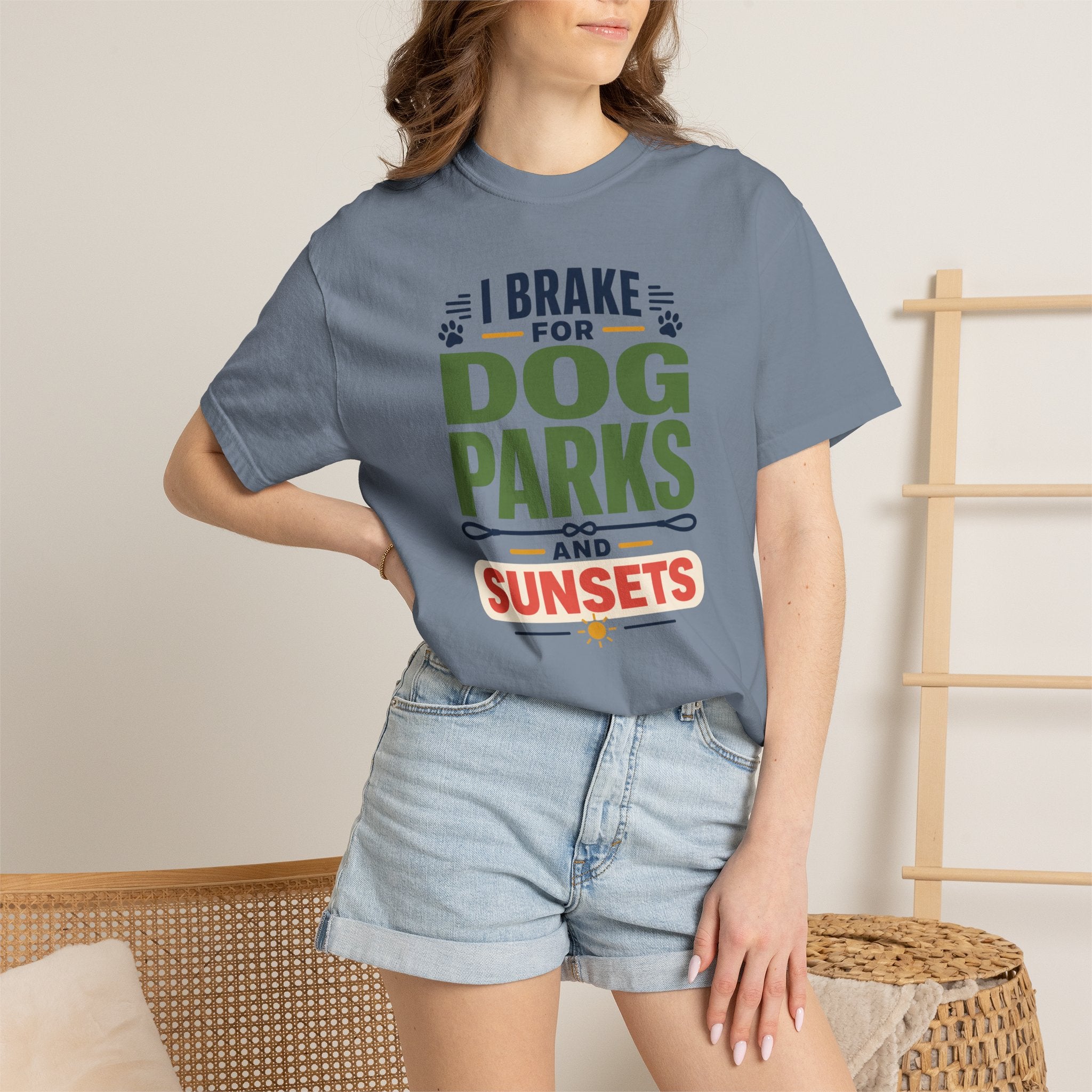 I Brake For Dog Parks And Sunsets - T-Shirt