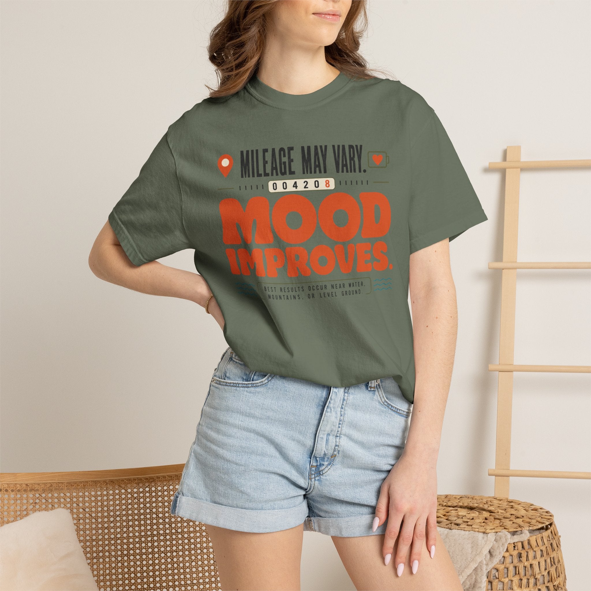 Mileage May Vary Mood Improves - T-Shirt