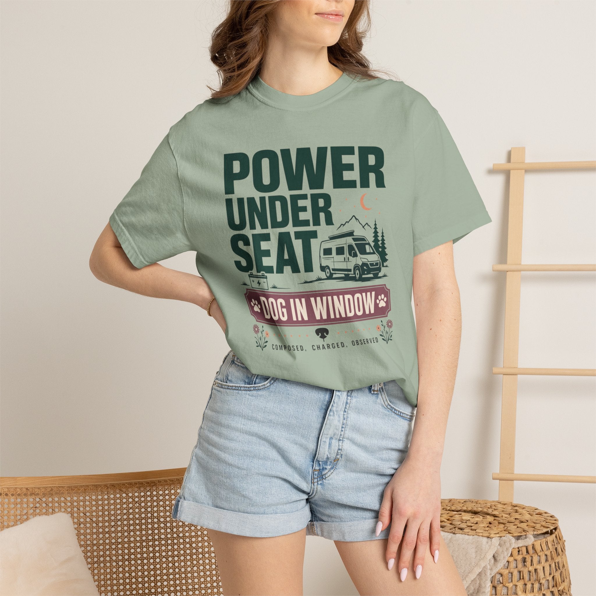 Power Under Seat Dog In Window - T-Shirt