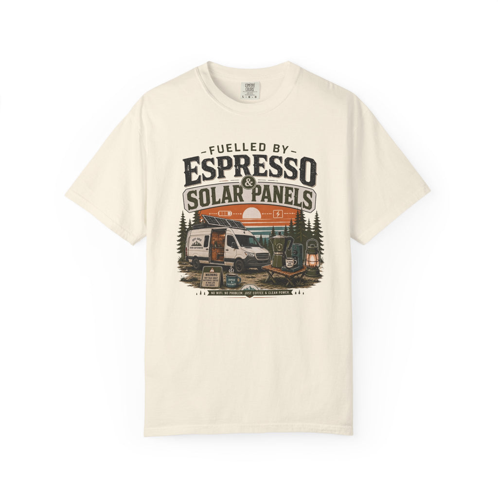 Fuelled By Espresso and Solar Panels - T-Shirt