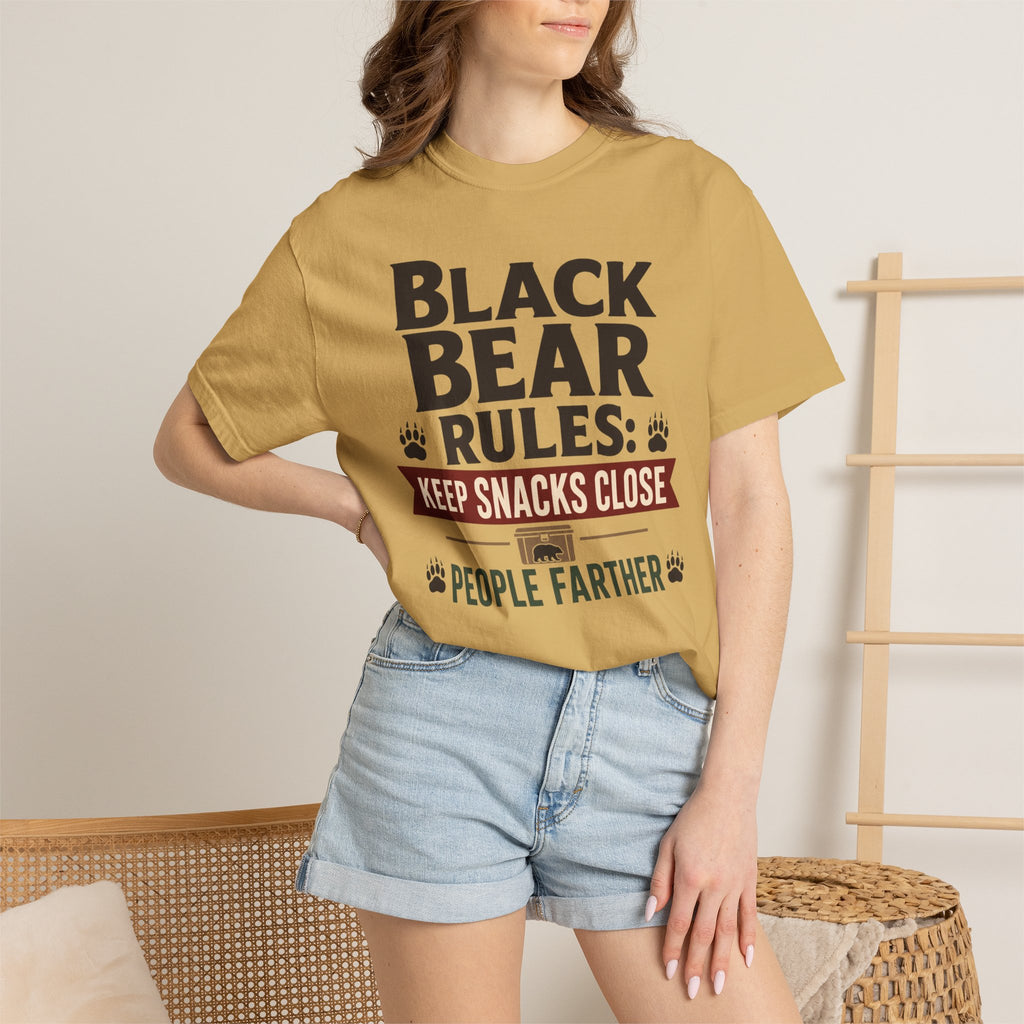 Black Bear Rules Keep Snacks Close People Farther - T-Shirt