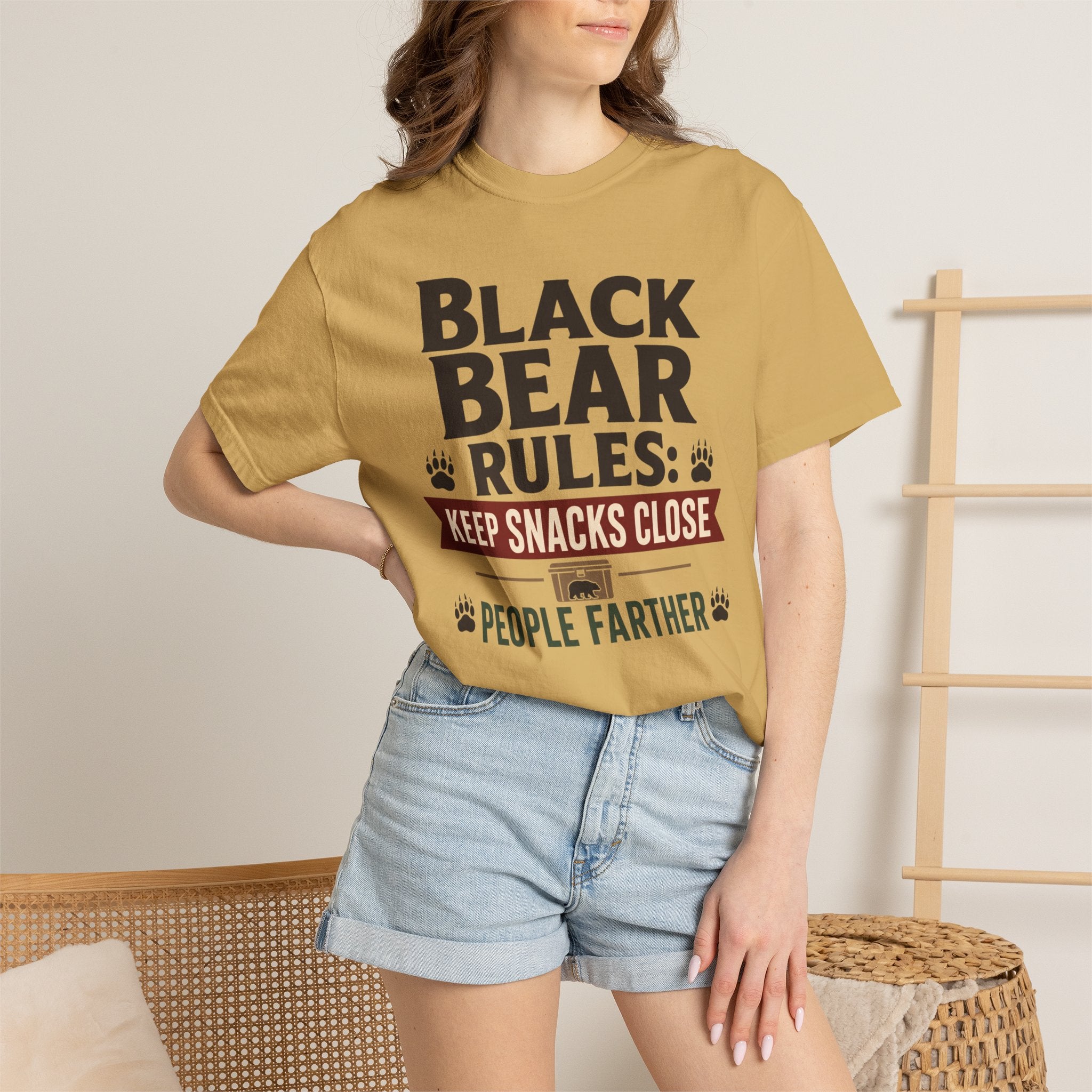 Black Bear Rules Keep Snacks Close People Farther - T-Shirt