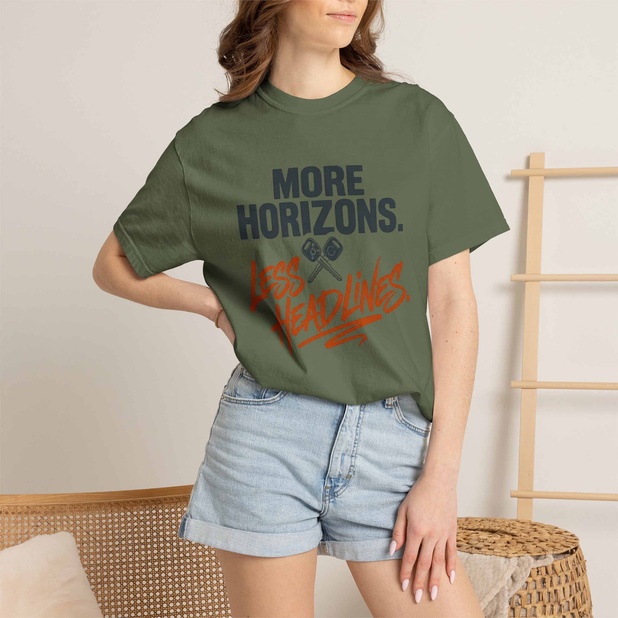 More Horizons Less Headlines - T-Shirt