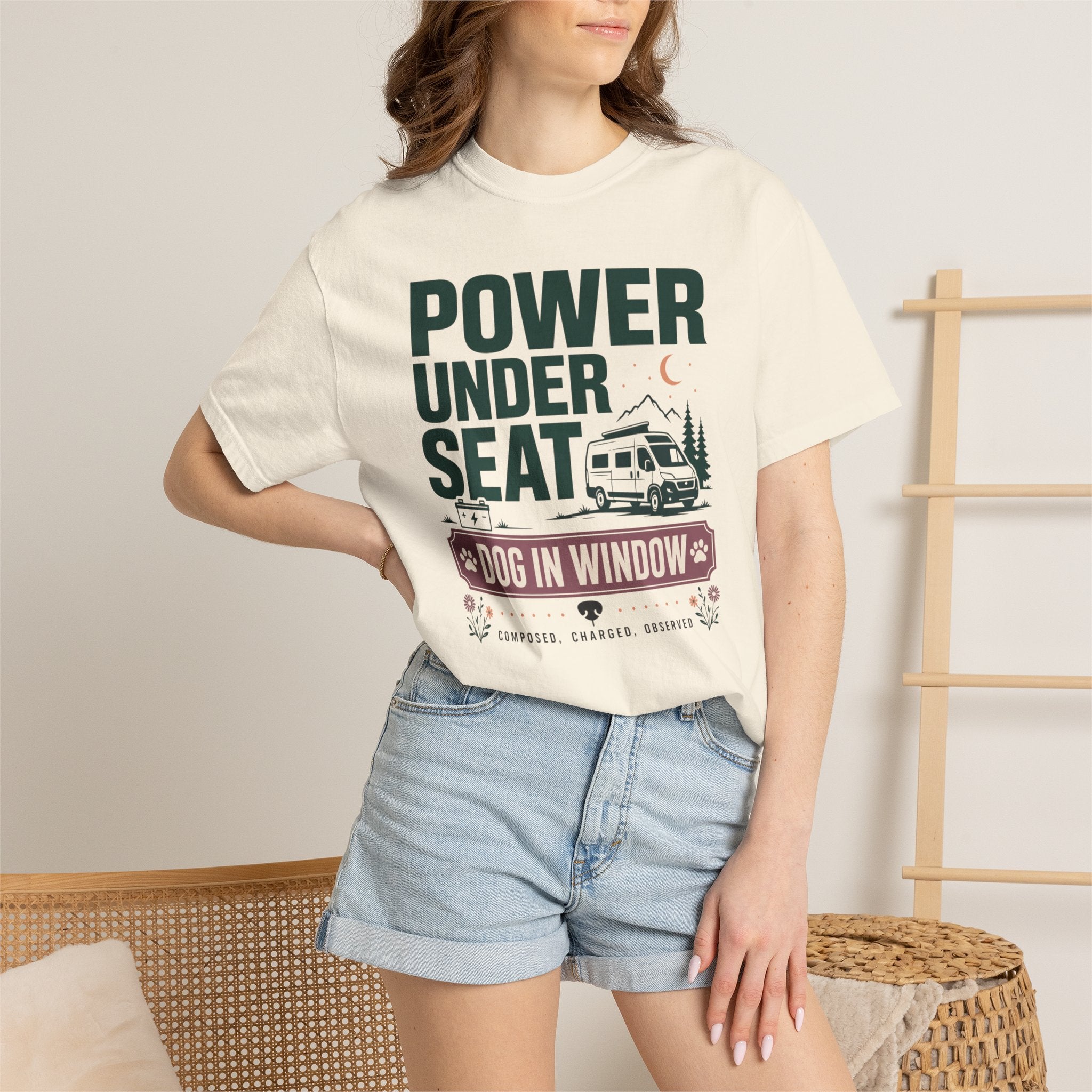Power Under Seat Dog In Window - T-Shirt