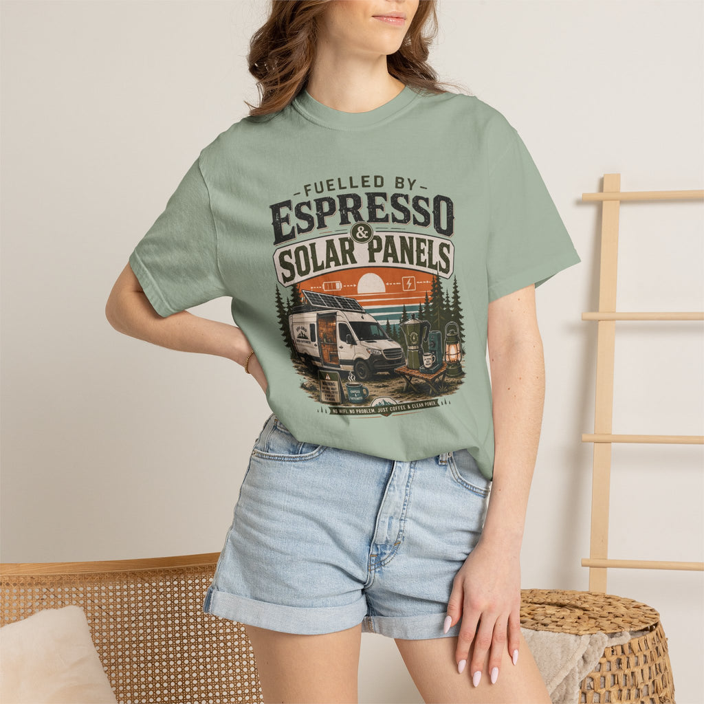 Fuelled By Espresso and Solar Panels - T-Shirt