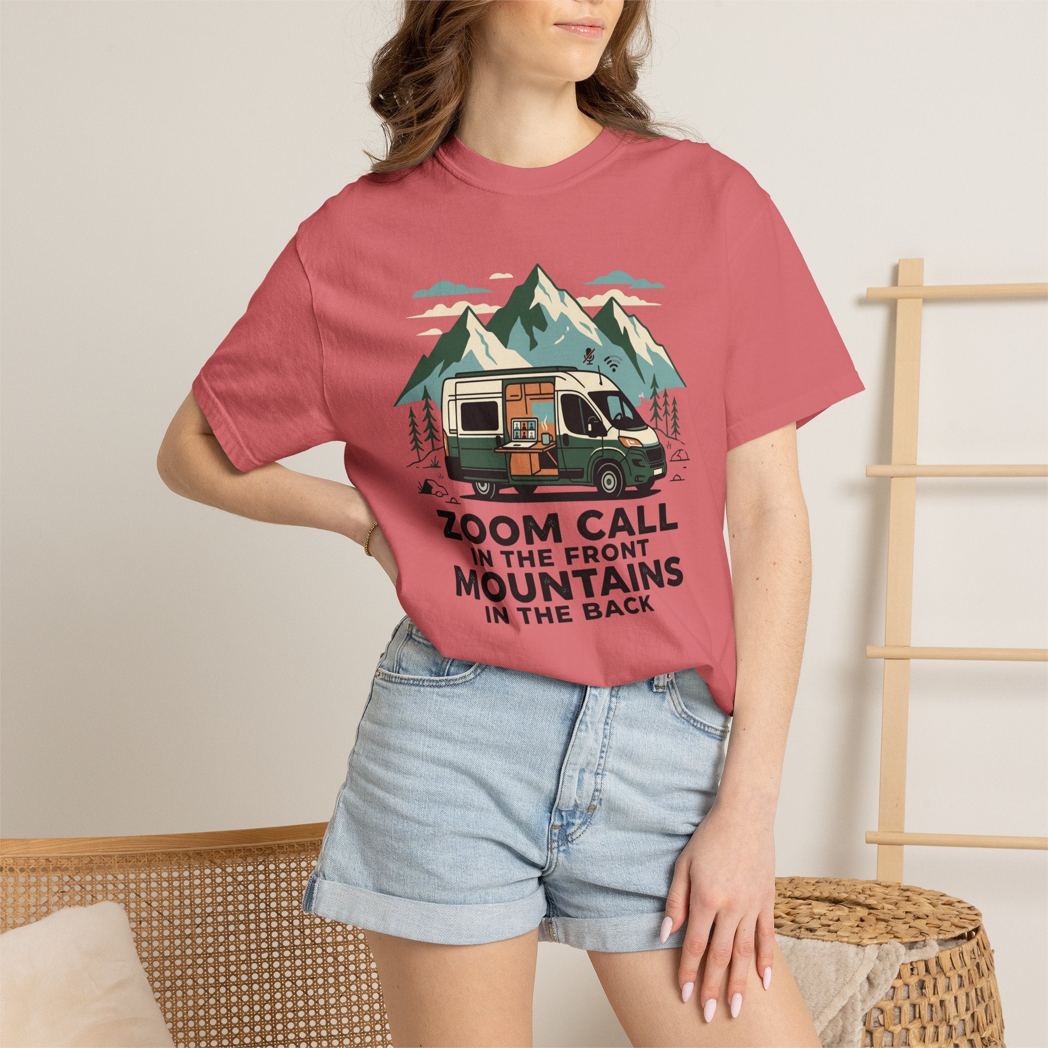 Zoom Call In The Front Mountains In The Back - T-Shirt