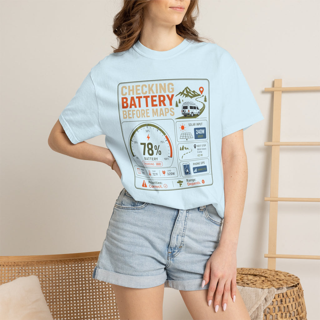 Checking Battery Before Maps - T-Shirt