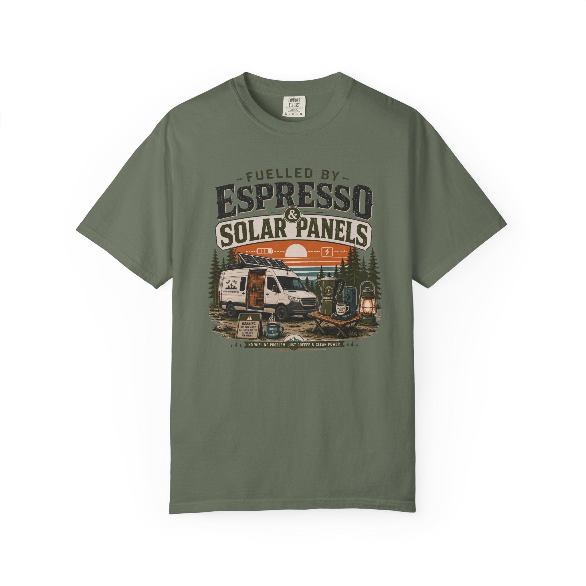 Fuelled By Espresso and Solar Panels - T-Shirt