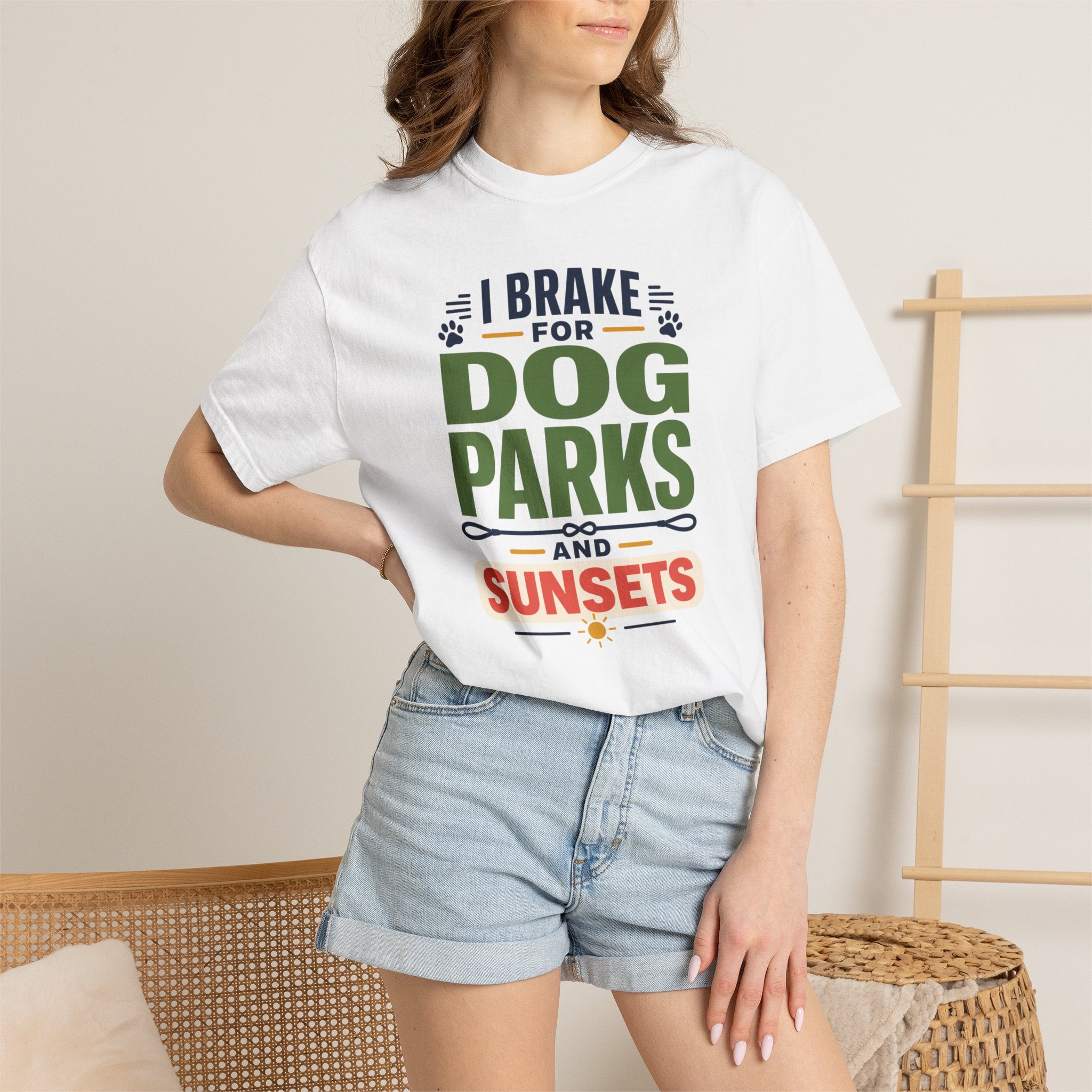 I Brake For Dog Parks And Sunsets - T-Shirt