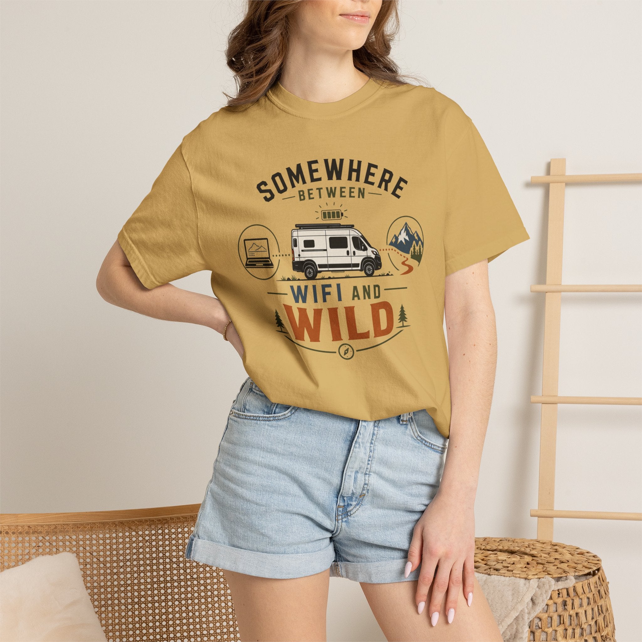 Somewhere Between Wifi And Wild - T-Shirt
