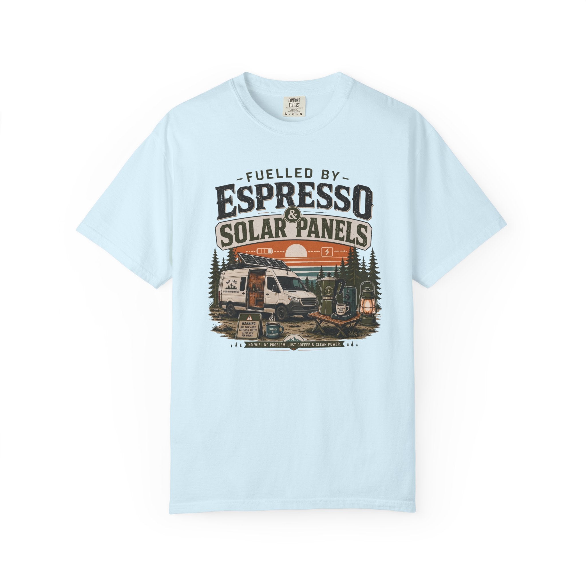 Fuelled By Espresso and Solar Panels - T-Shirt