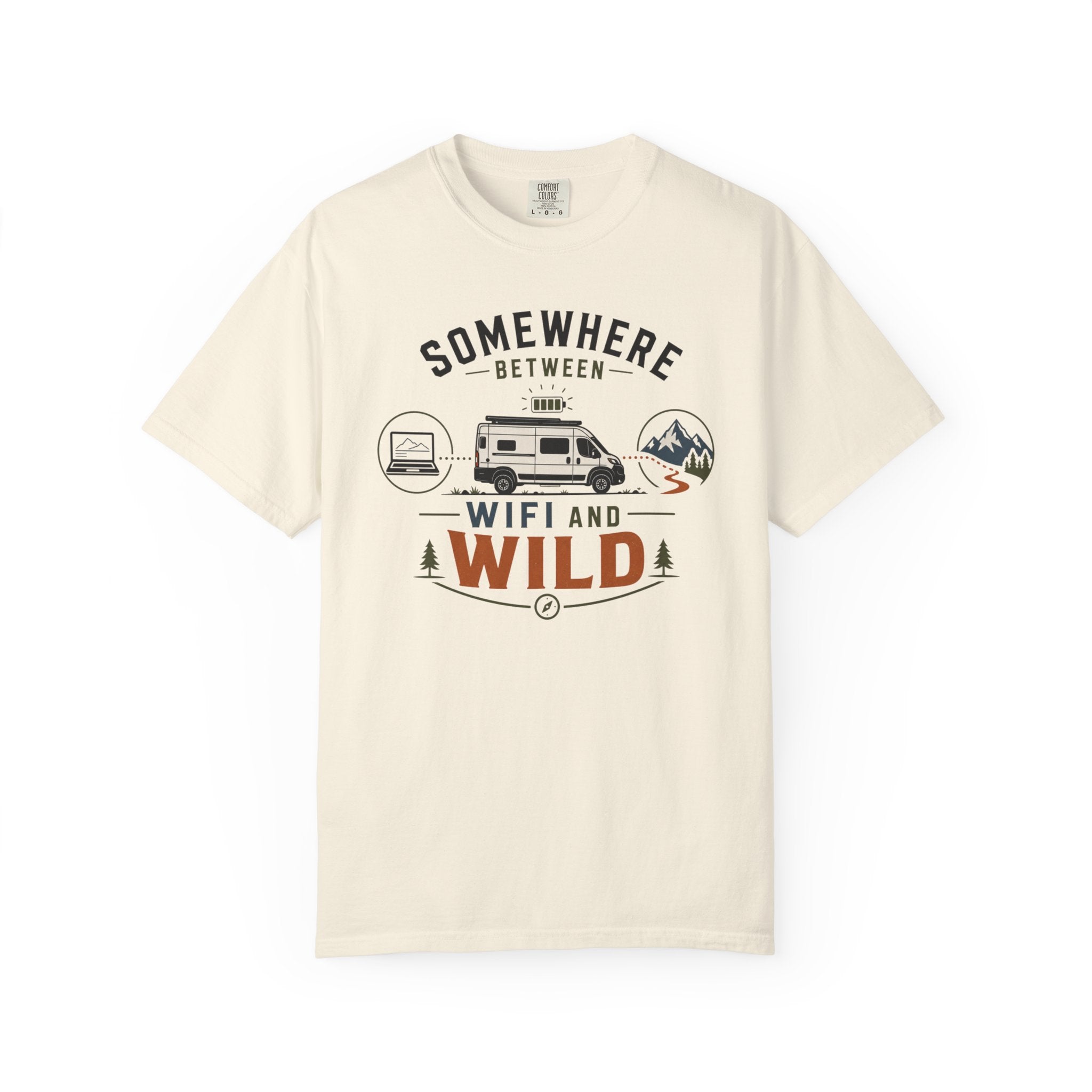 Somewhere Between Wifi And Wild - T-Shirt