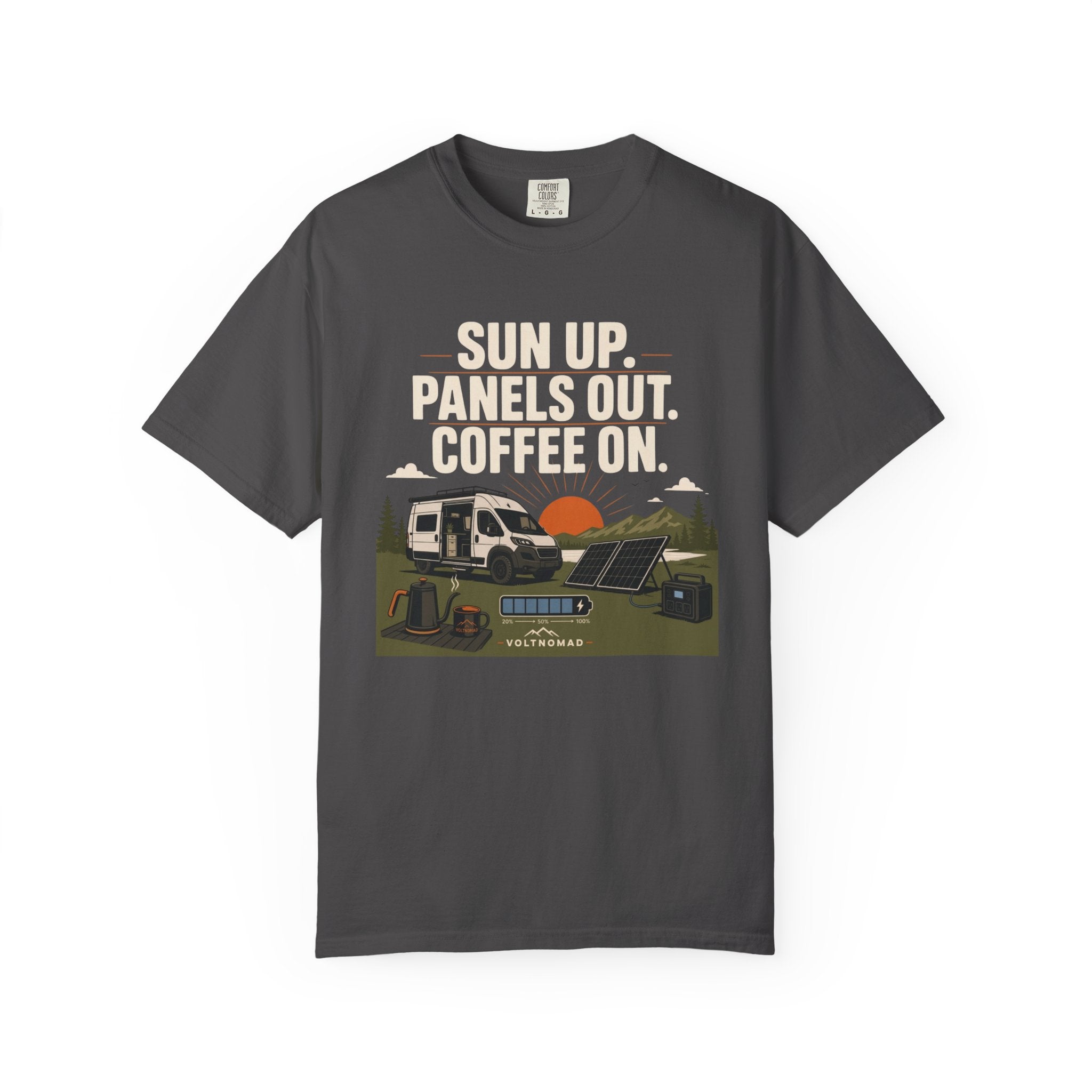 Sun Up Panels Out Coffee On - T-Shirt