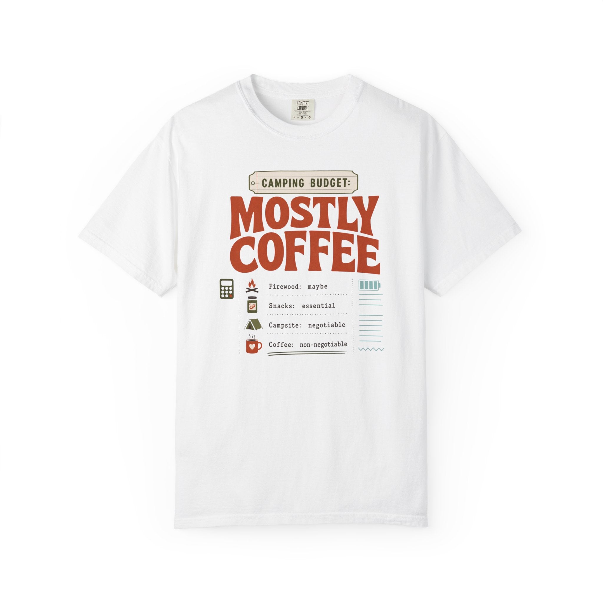 Camping Budget Mostly Coffee - T-Shirt