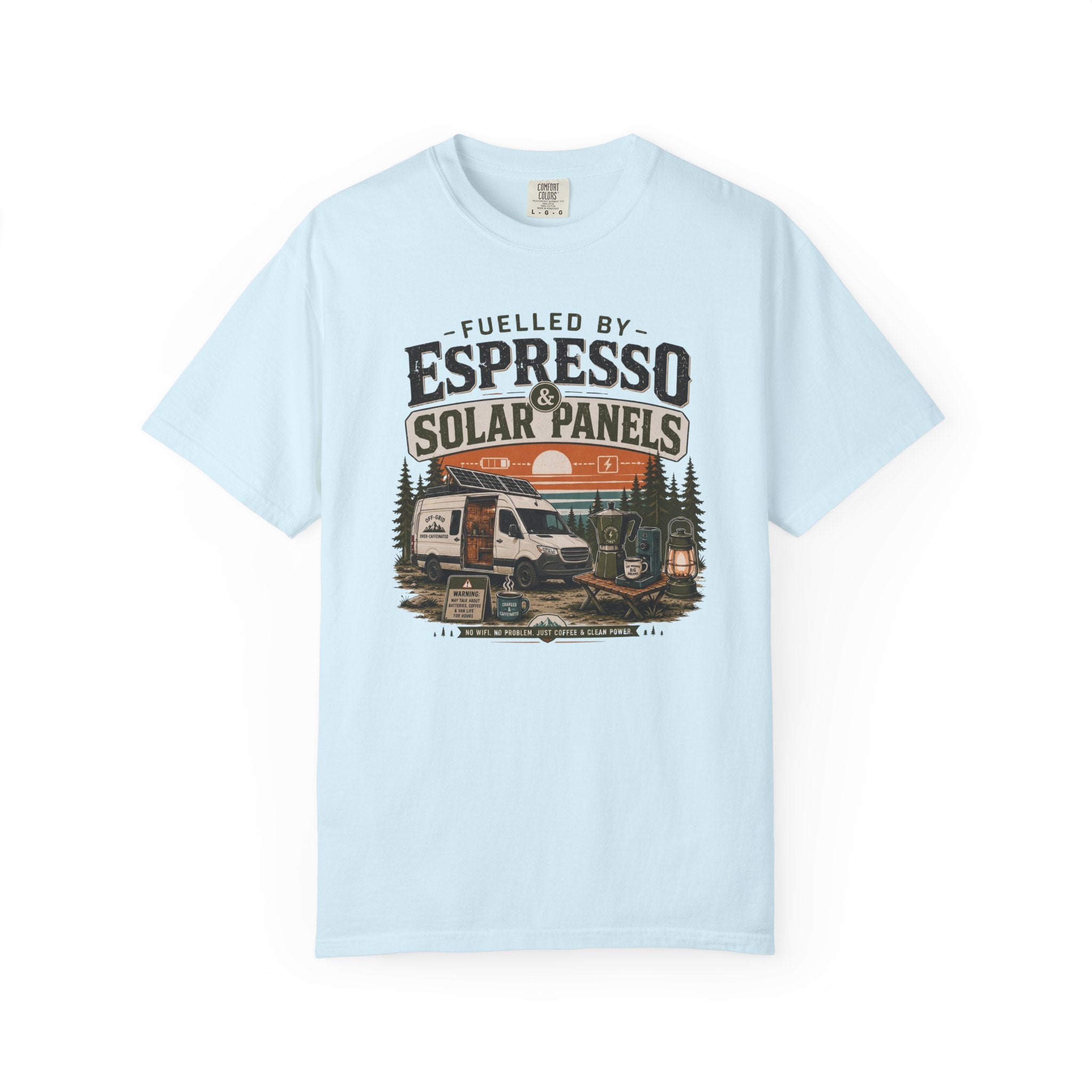 Fuelled By Espresso and Solar Panels - T-Shirt