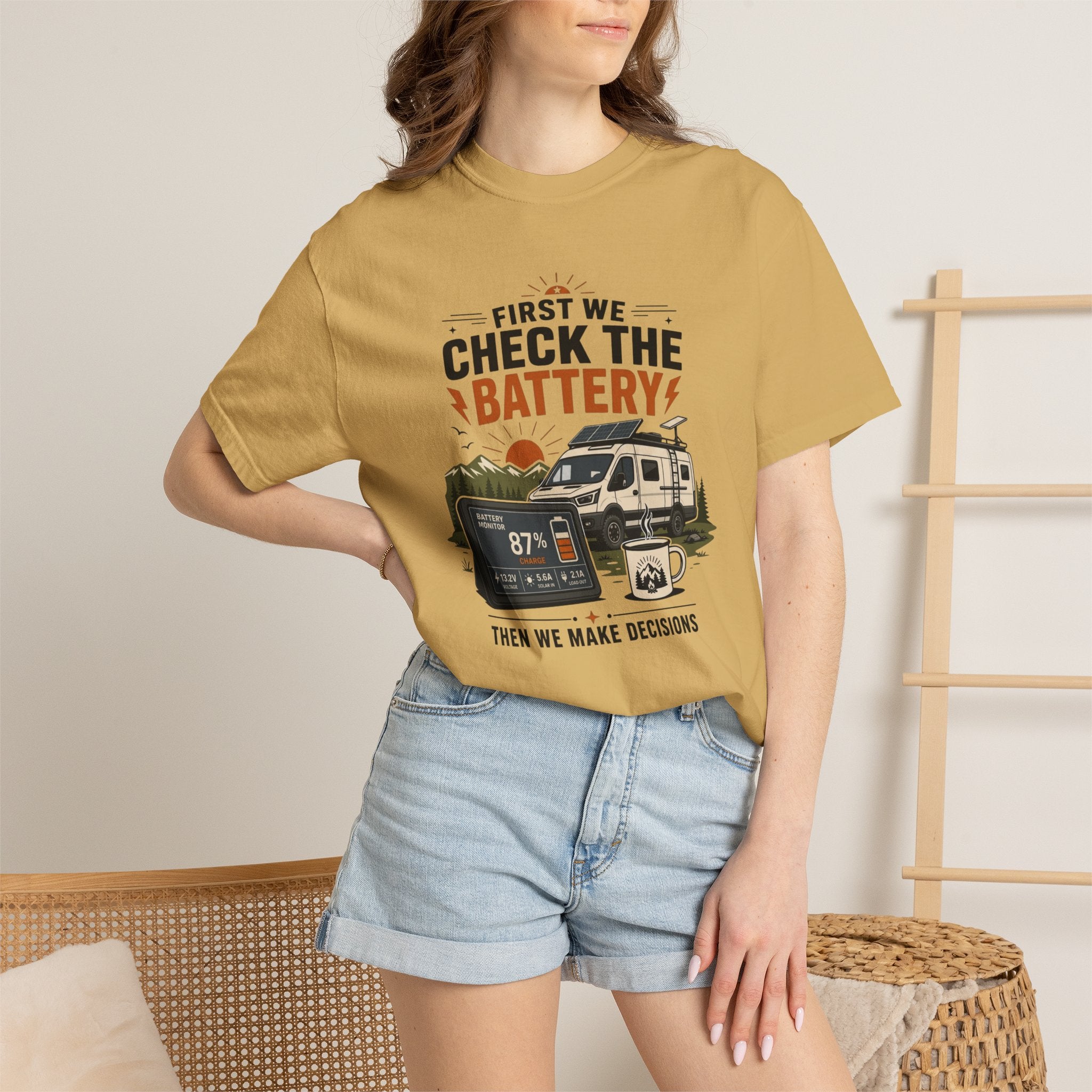 First We Check The Battery - T-Shirt