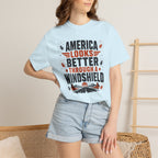 America Looks Better Through A Windshield - T-Shirt