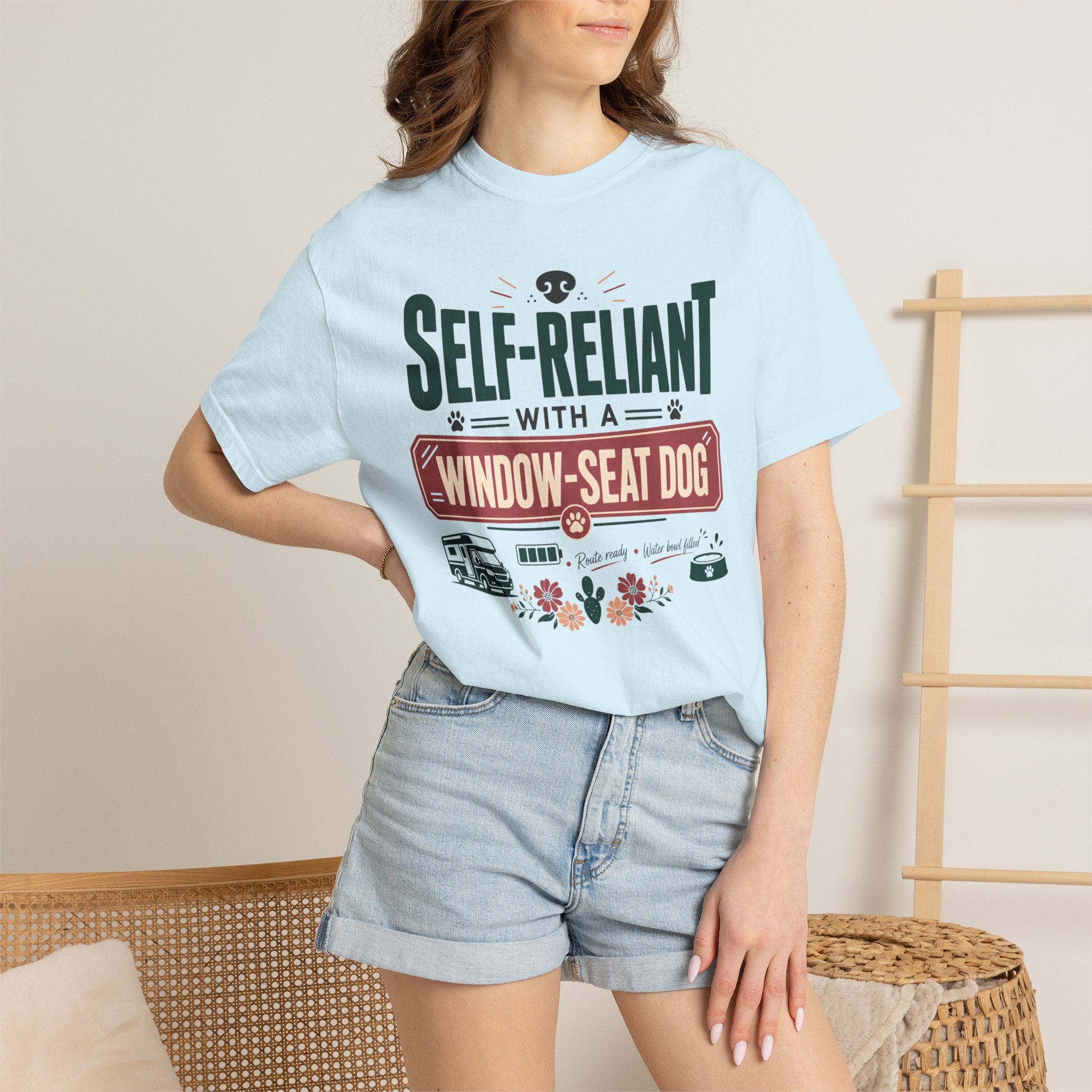 Self Reliant With A Window Seat Dog - T-Shirt