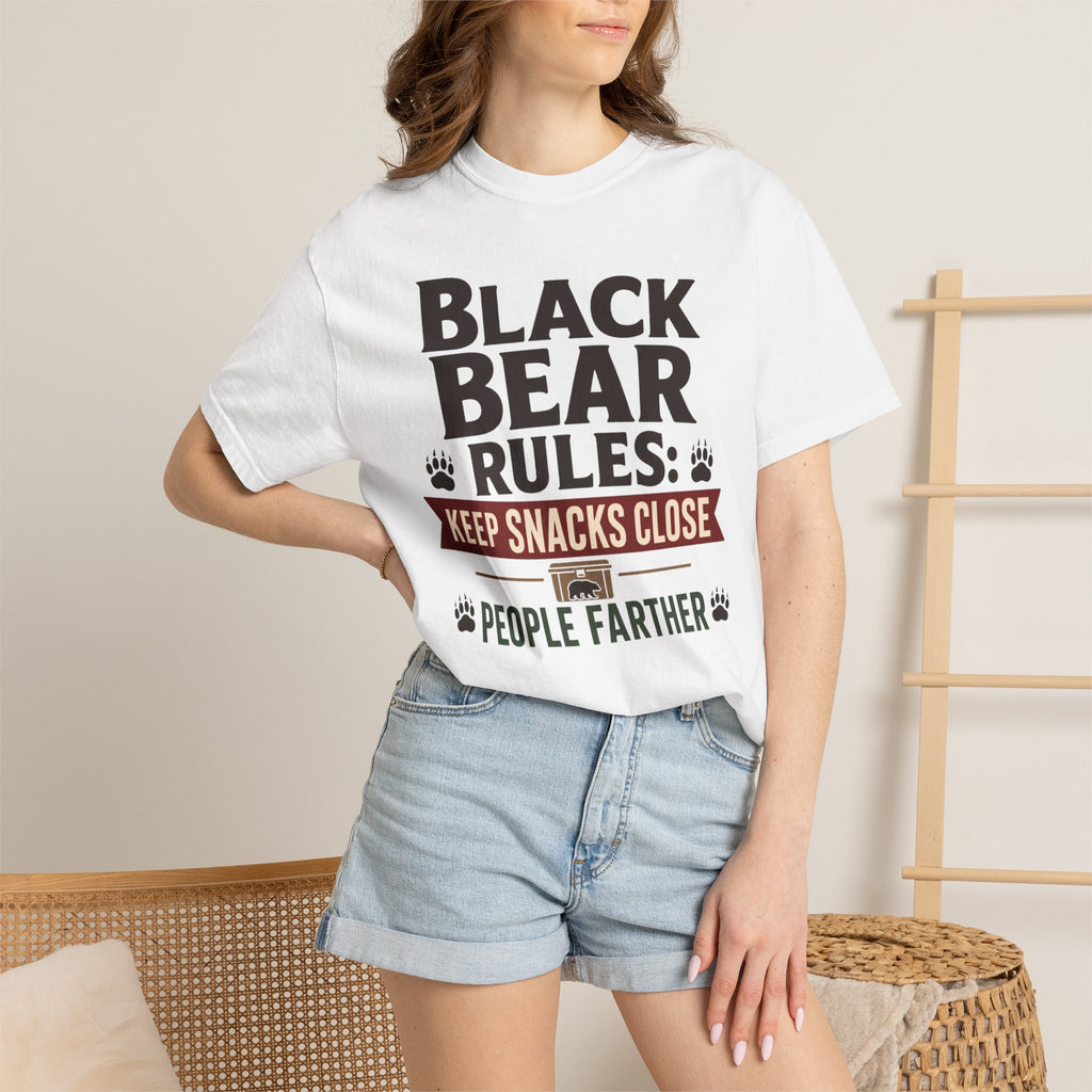 Black Bear Rules Keep Snacks Close People Farther - T-Shirt