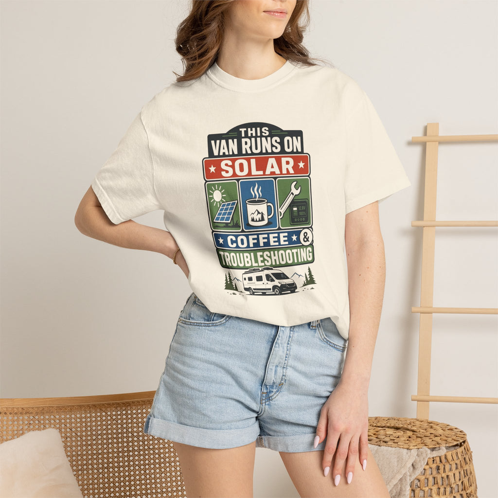 This Van Runs On Solar Coffee And Troubleshooting - T-Shirt