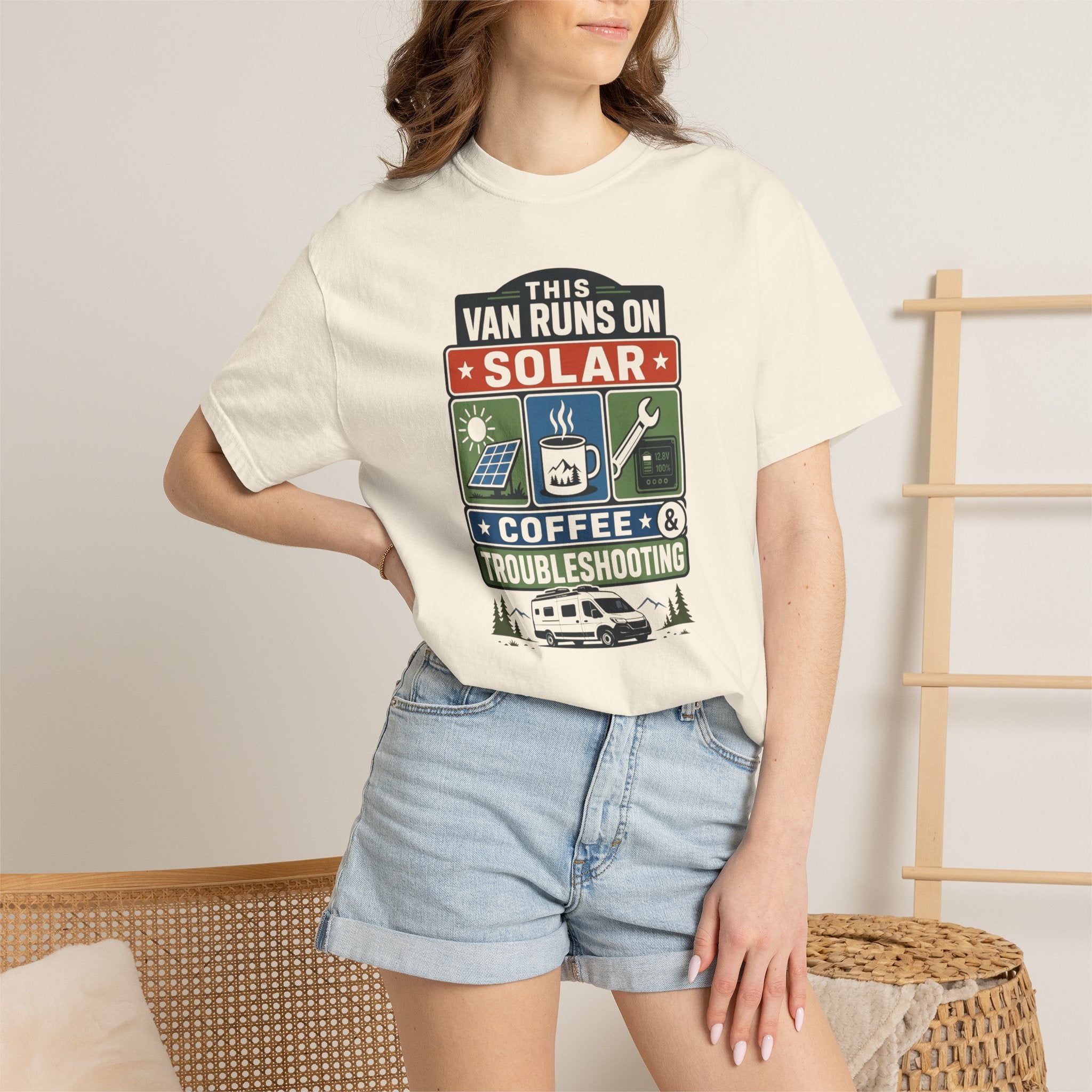 This Van Runs On Solar Coffee And Troubleshooting - T-Shirt