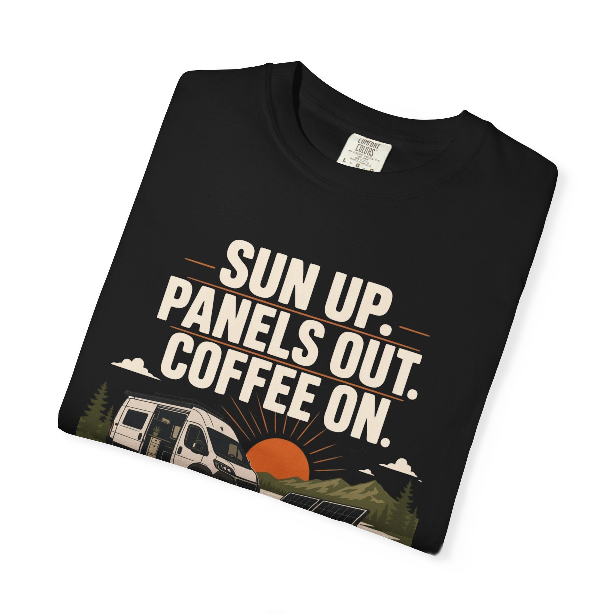 Sun Up Panels Out Coffee On - T-Shirt