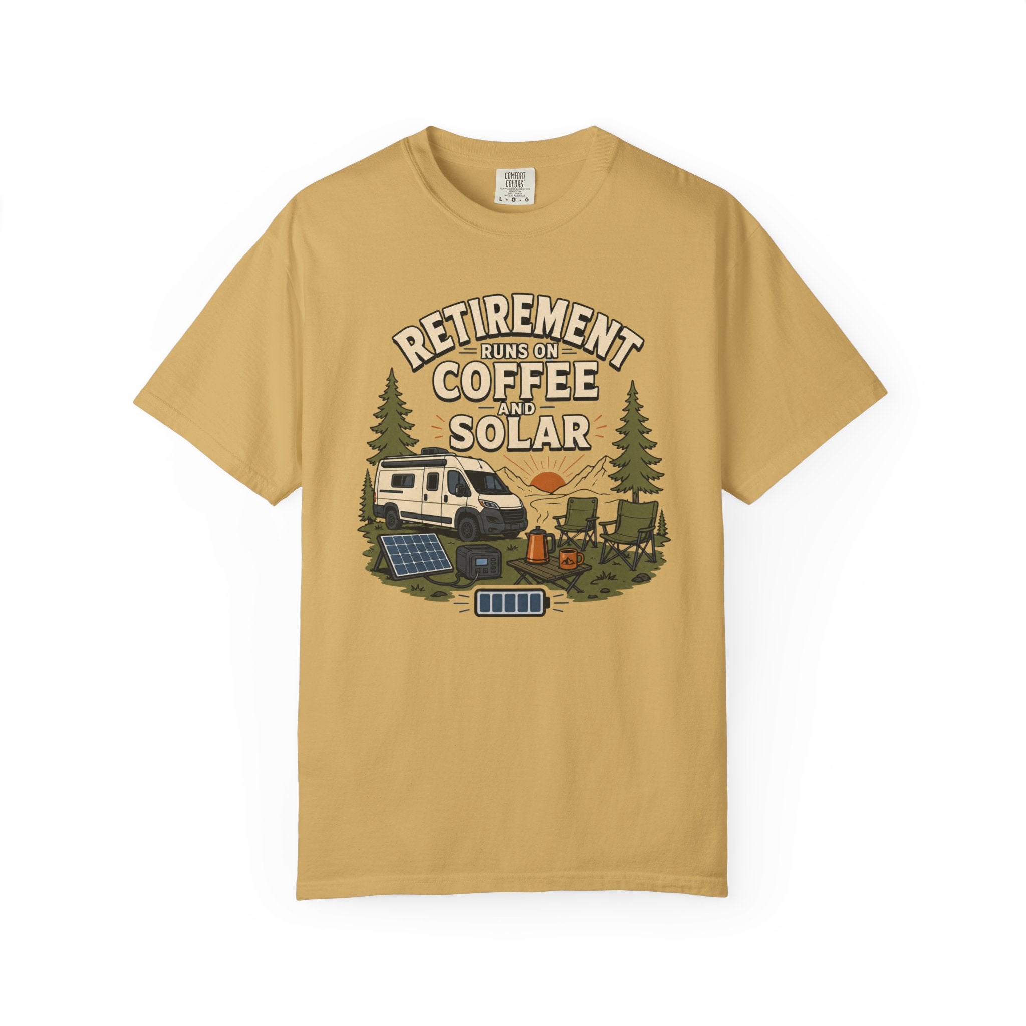 Retirement Runs On Coffee And Solar - T-Shirt