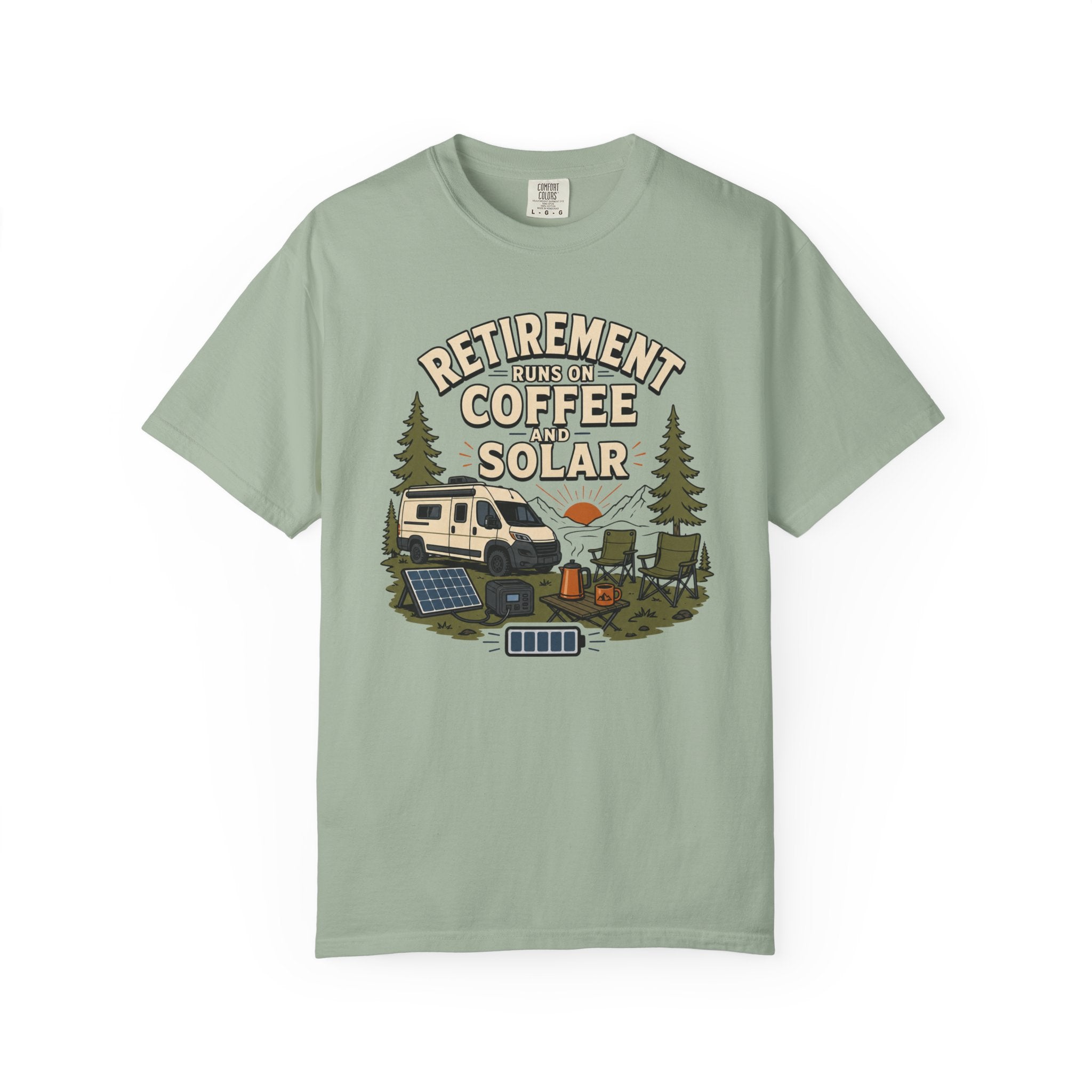 Retirement Runs On Coffee And Solar - T-Shirt