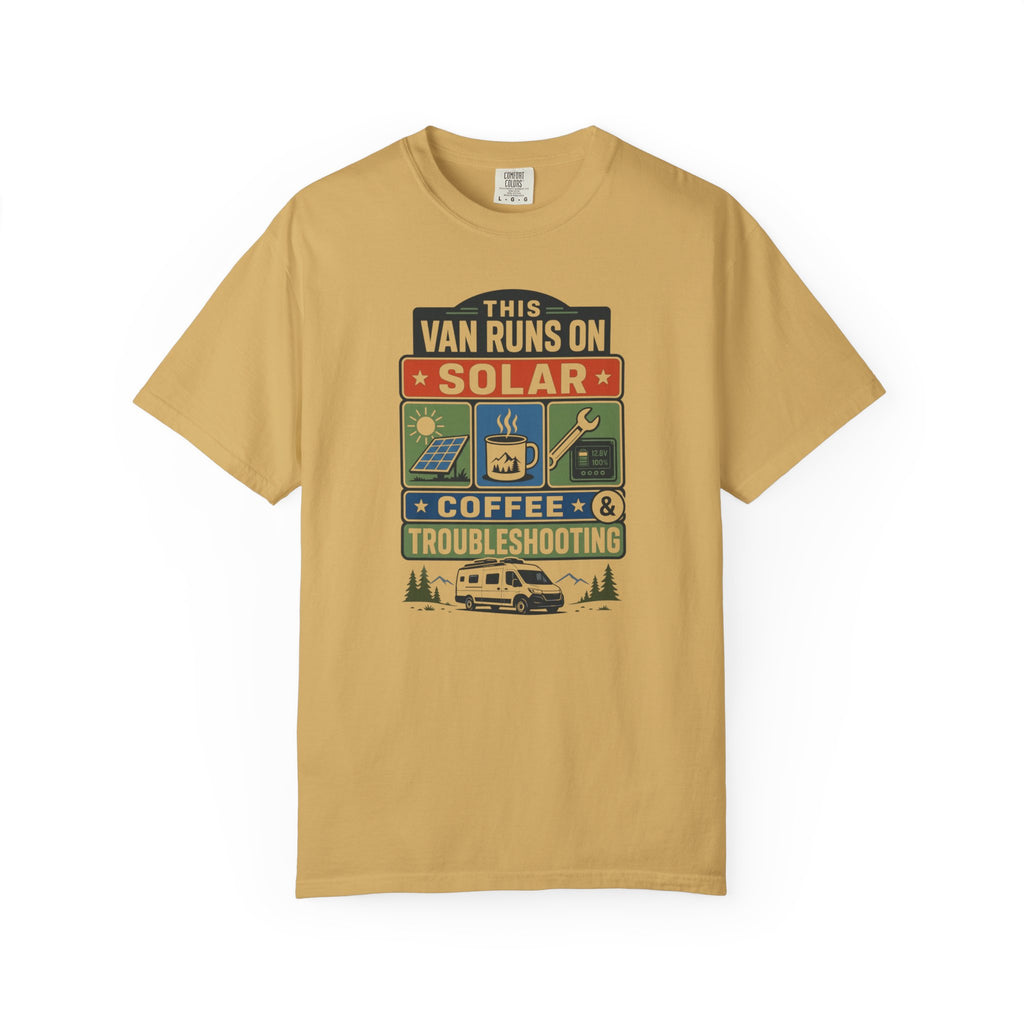 This Van Runs On Solar Coffee And Troubleshooting - T-Shirt