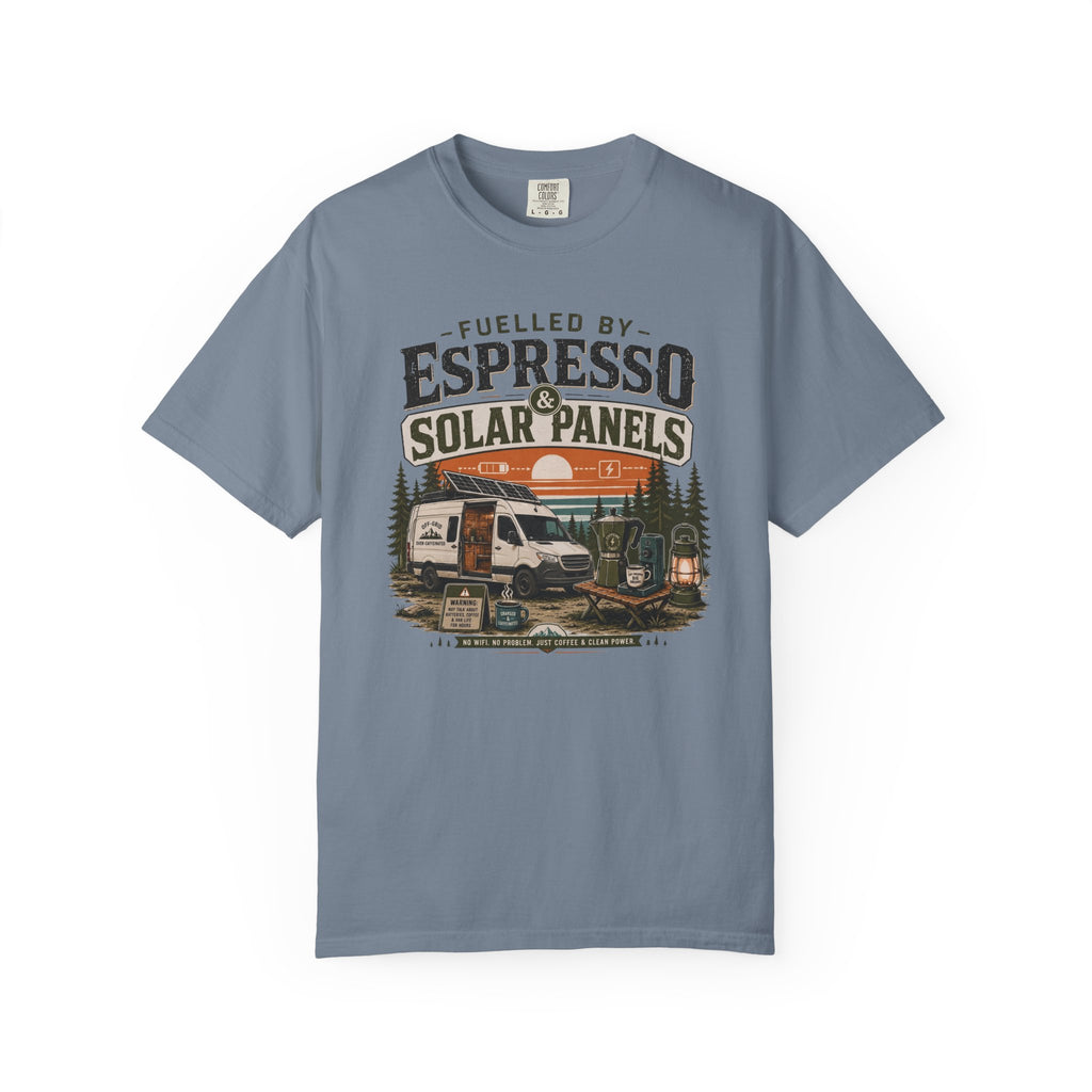 Fuelled By Espresso and Solar Panels - T-Shirt