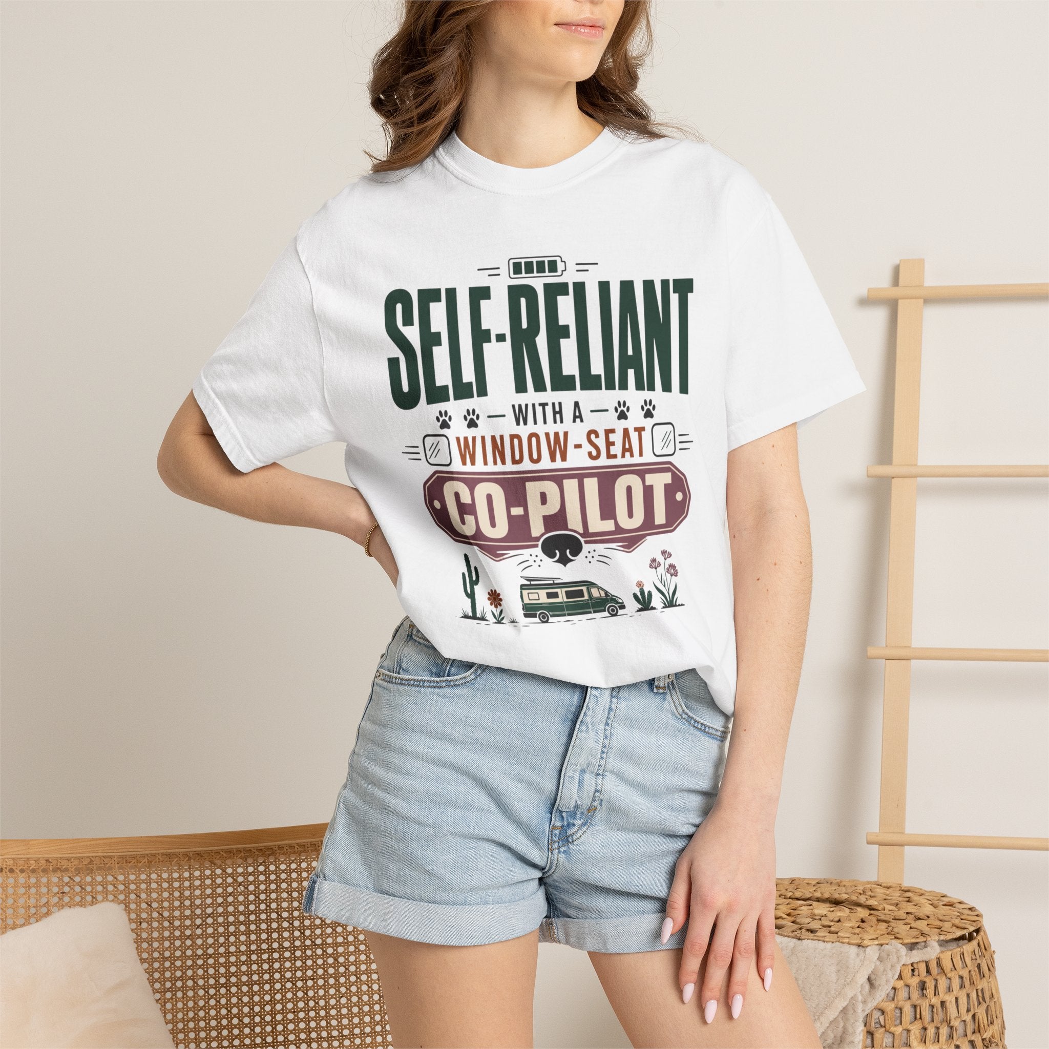Self Reliant With A Window Seat Co Pilot - T-Shirt
