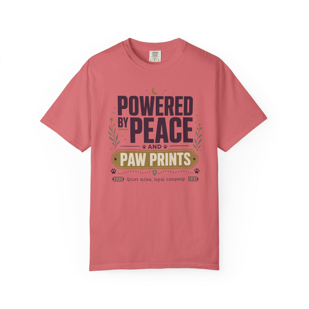 Powered By Peace And Paw Prints - T-Shirt