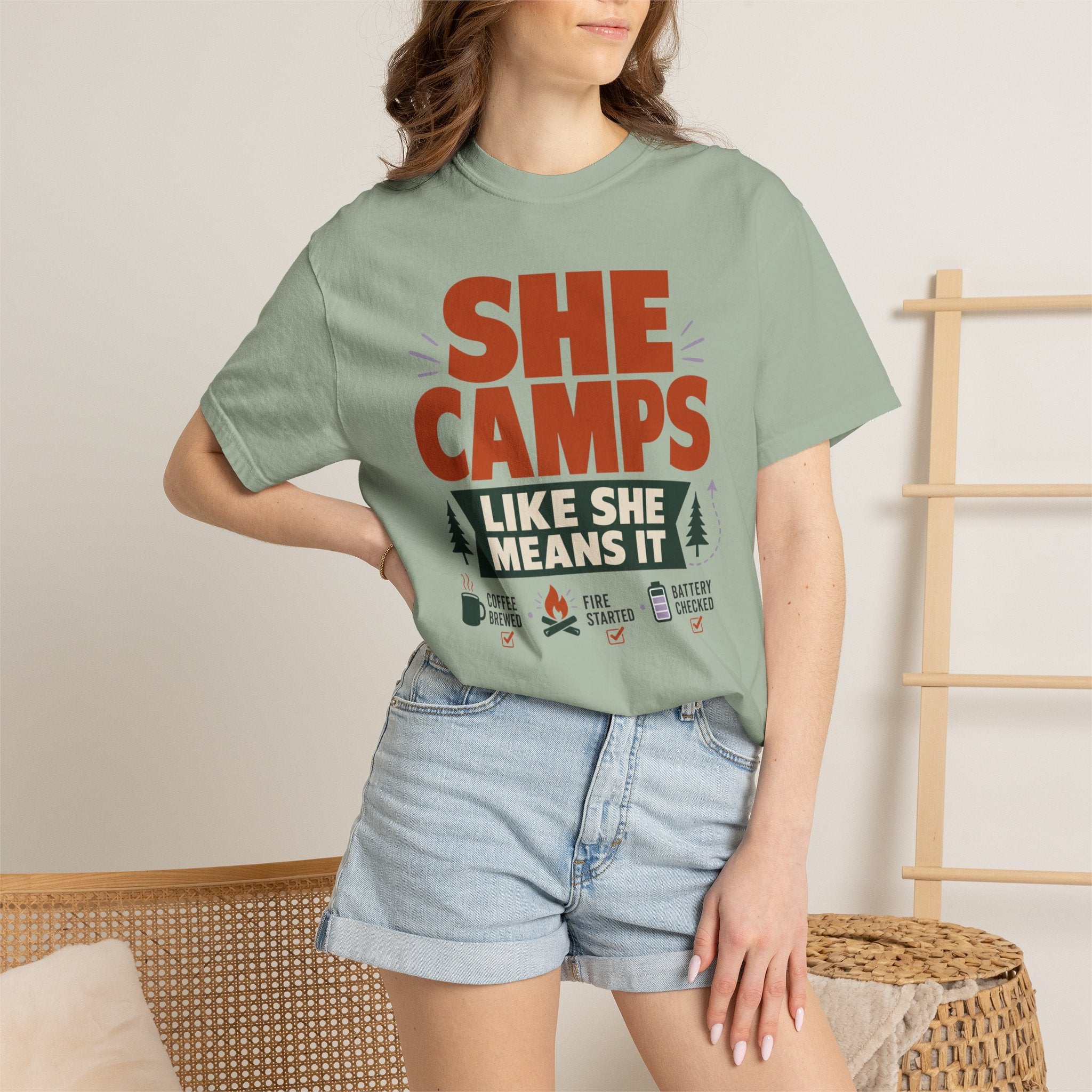 She Camps Like She Means It - T-Shirt