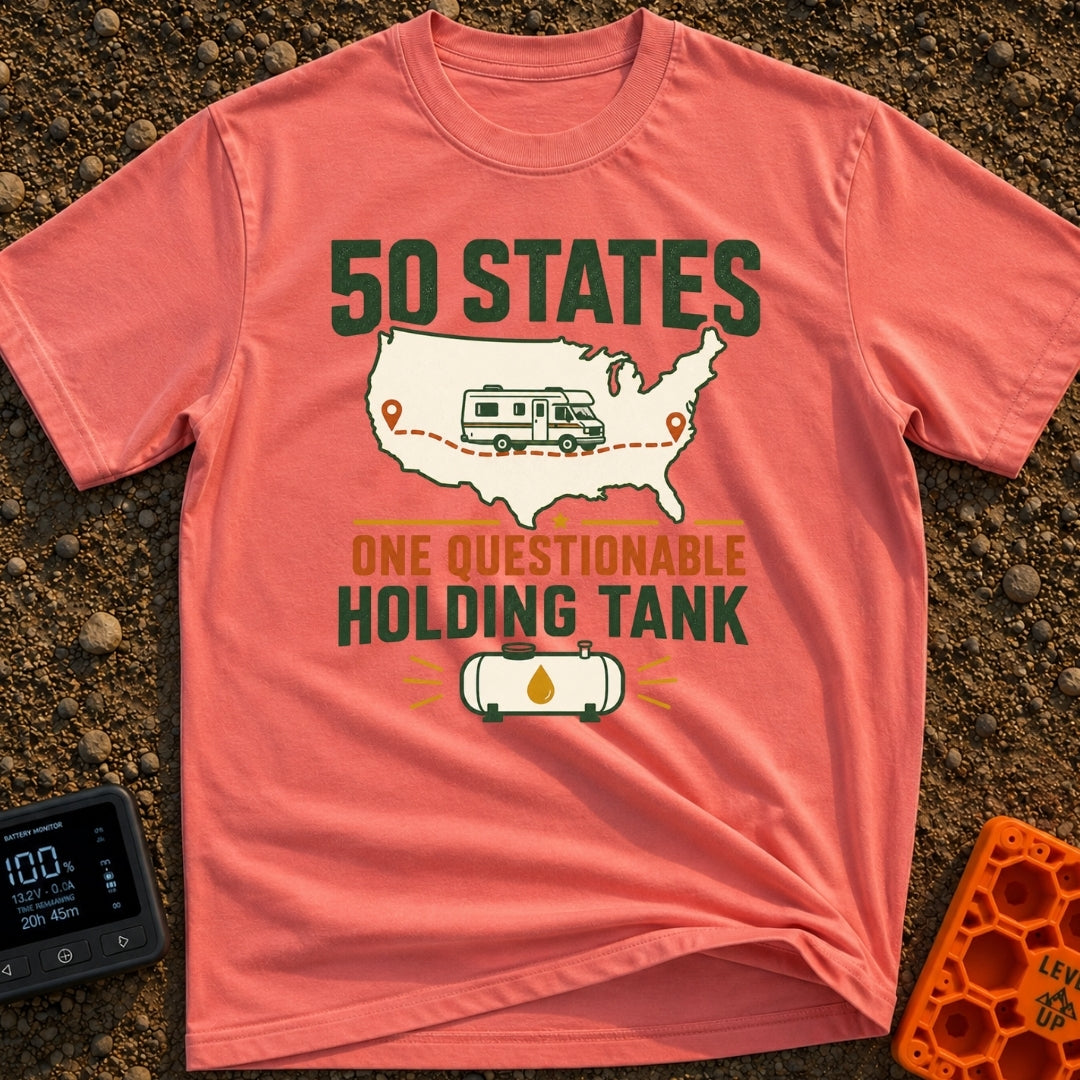 Fifty States Questionable Tank - T-Shirt in Watermelon - The design features an outline of the United States map with a...