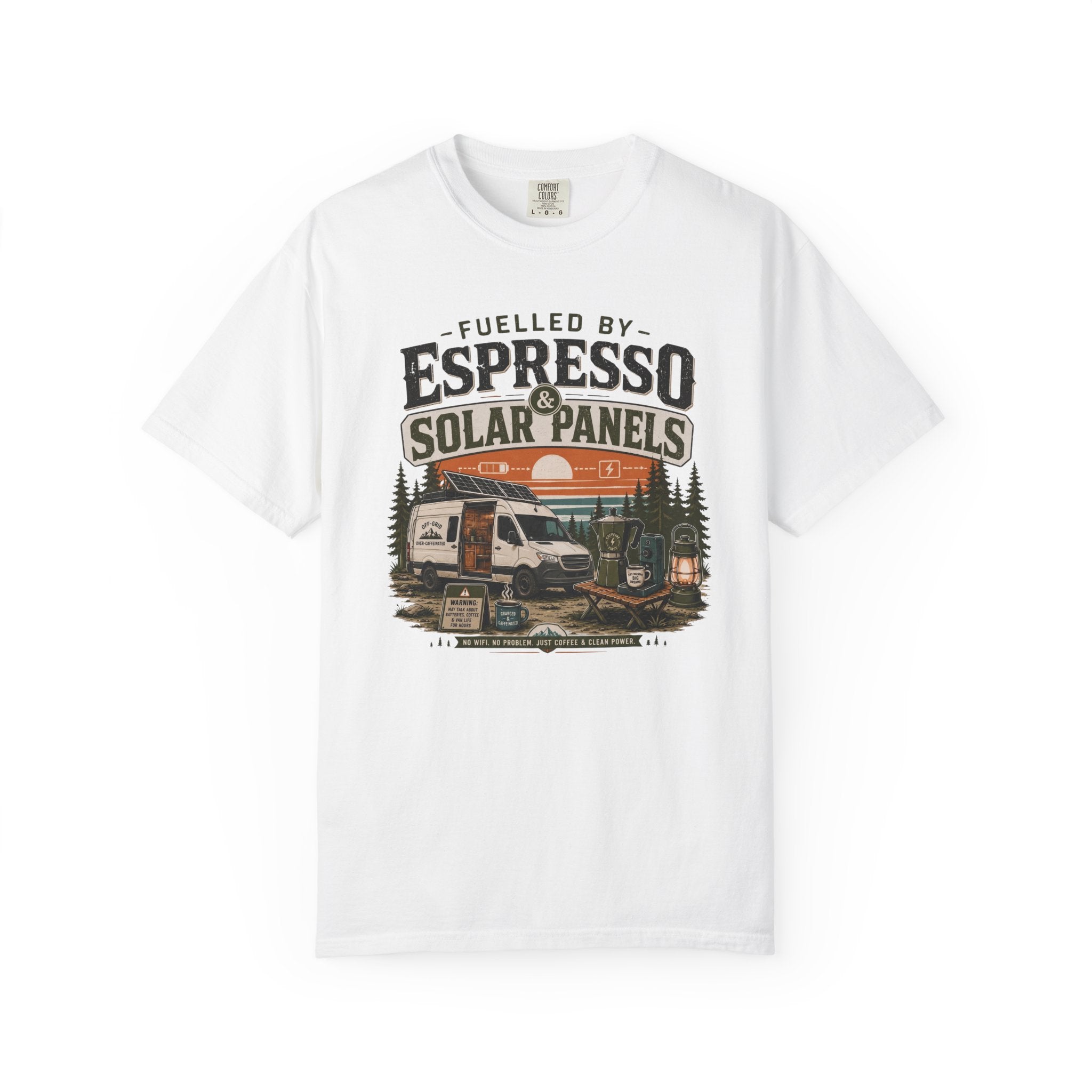 Fuelled By Espresso and Solar Panels - T-Shirt