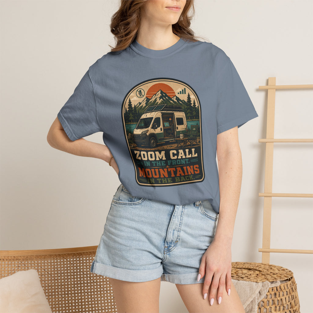 Zoom Call In The Front Mountains In The Back - T-Shirt