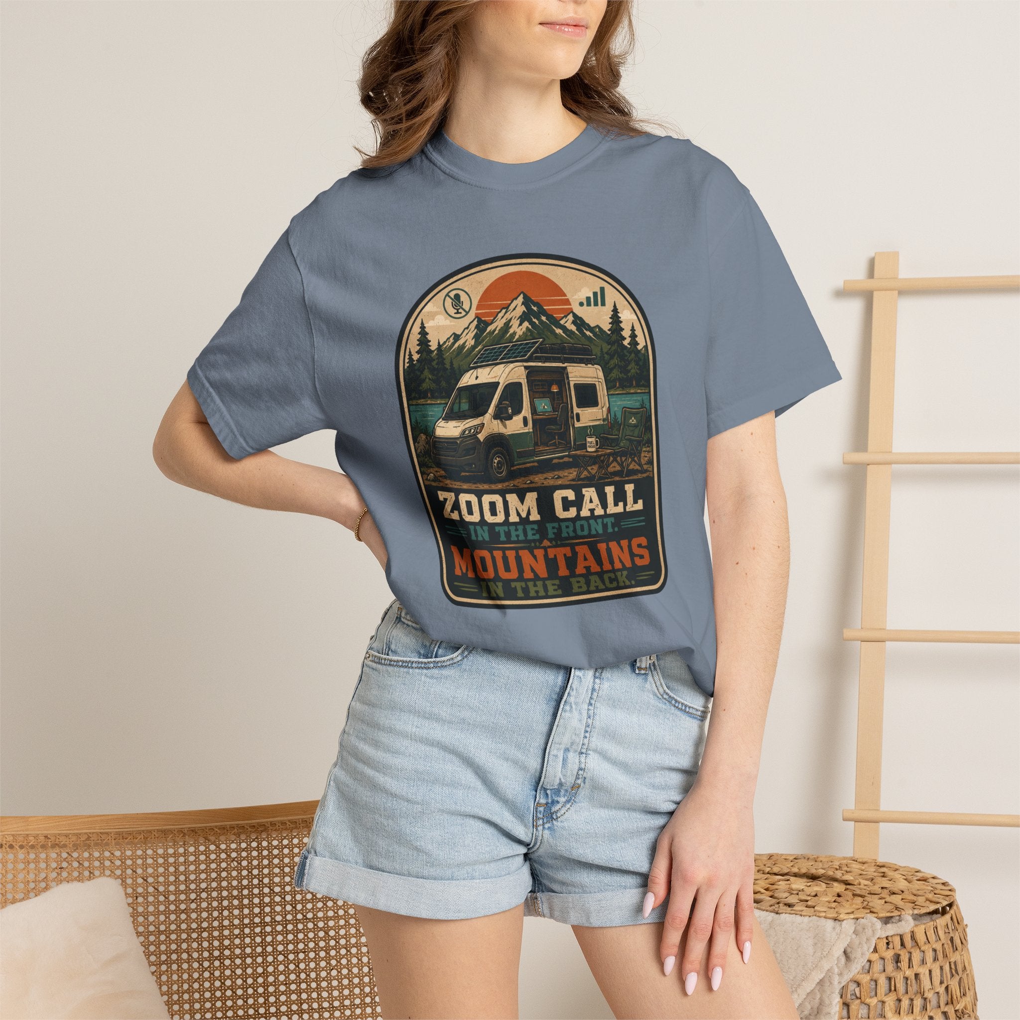 Zoom Call In The Front Mountains In The Back - T-Shirt