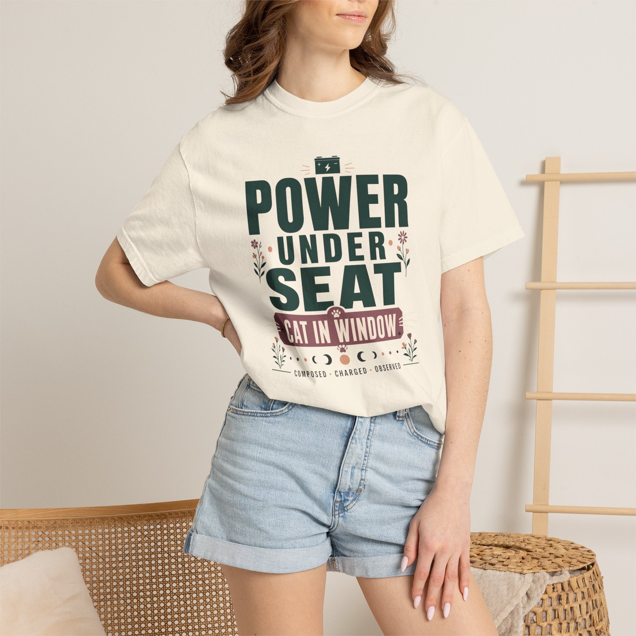 Power Under Seat Cat In Window - T-Shirt