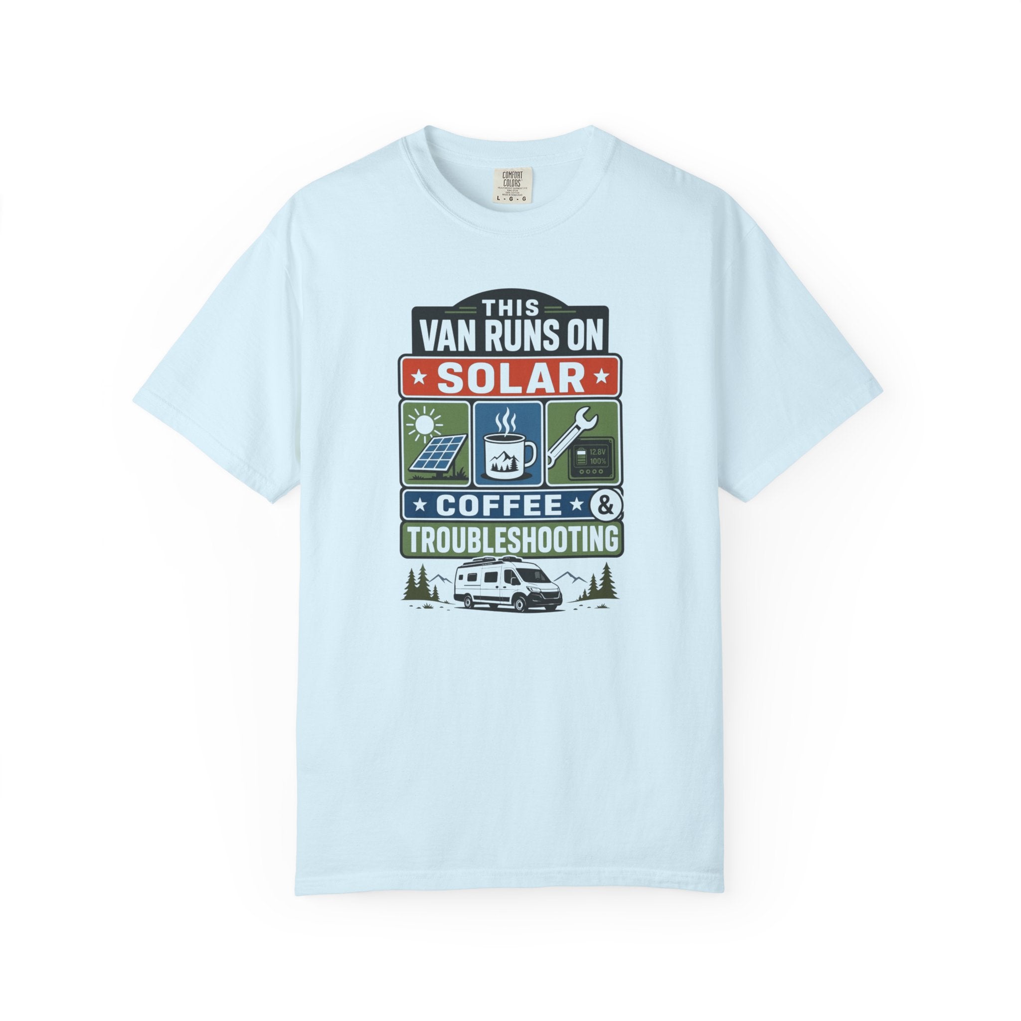 This Van Runs On Solar Coffee And Troubleshooting - T-Shirt