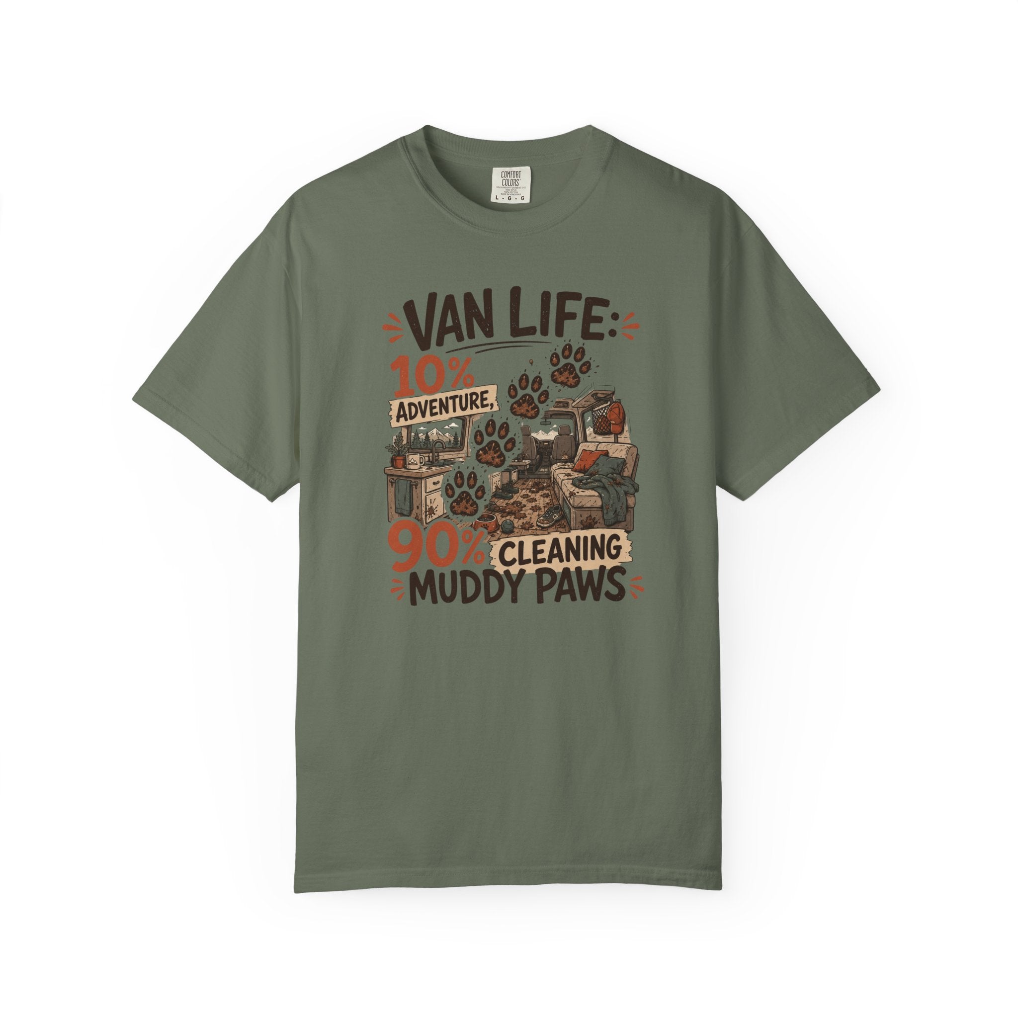 Van Life 10 Adventure 90 Cleaning Muddy Paws - T-Shirt