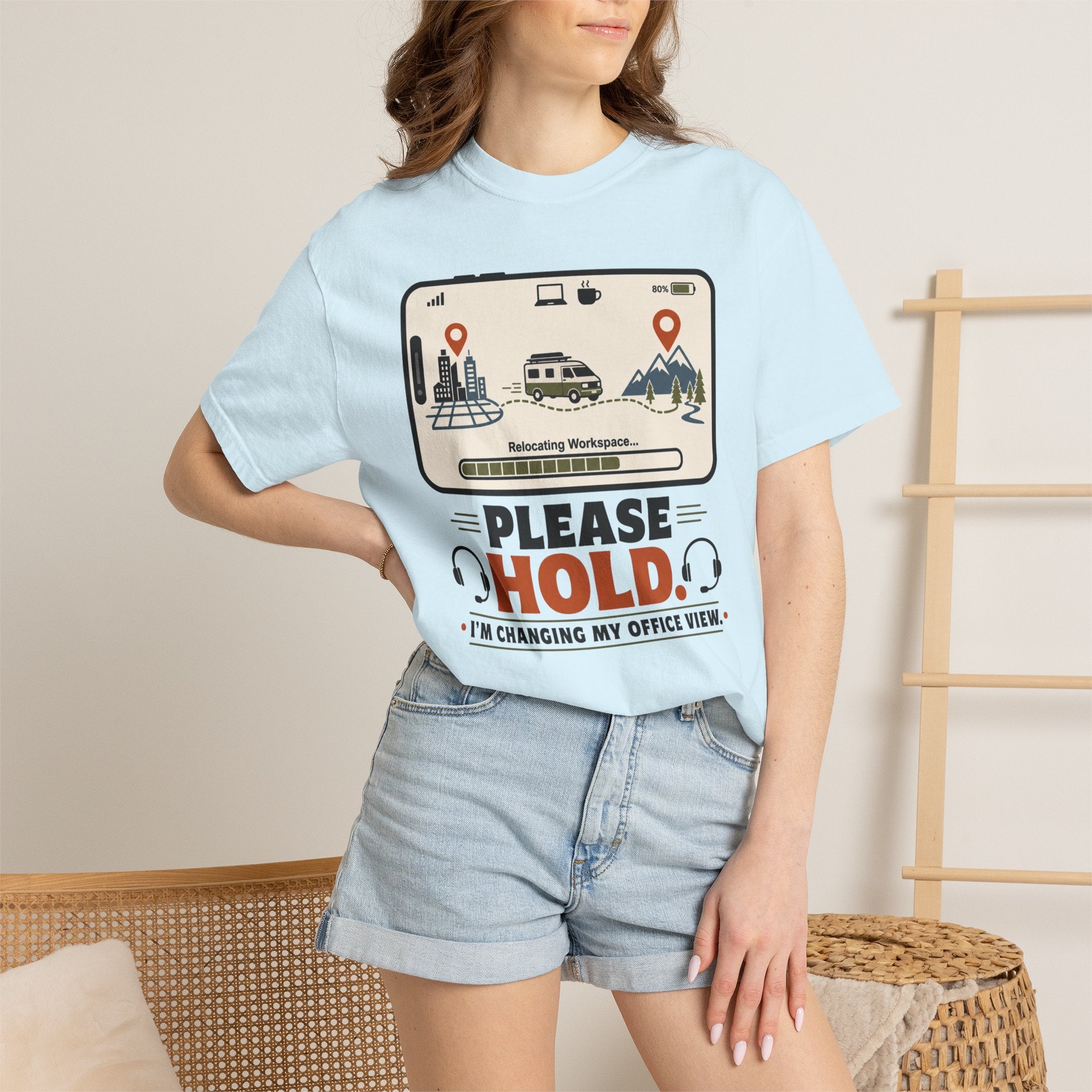 Please Hold I M Changing My Office View - T-Shirt