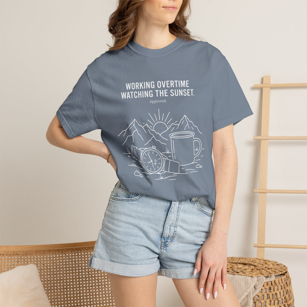 Working Overtime Watching The Sunset Approved - T-Shirt