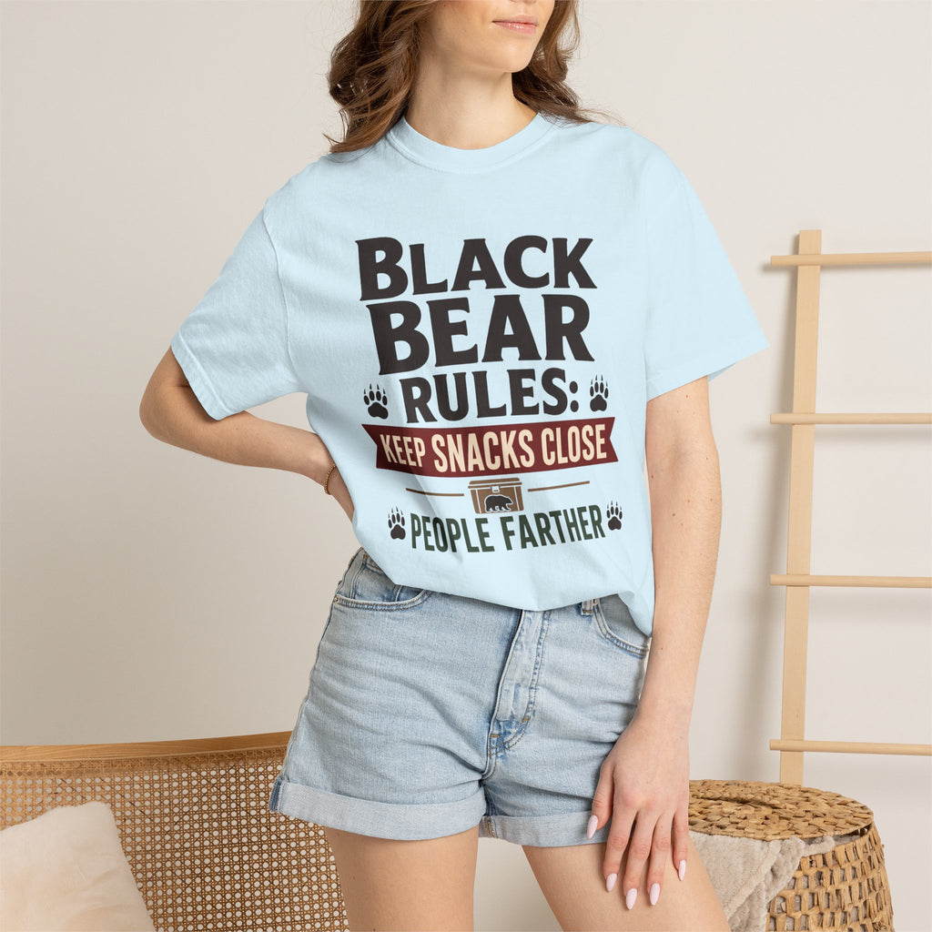 Black Bear Rules Keep Snacks Close People Farther - T-Shirt